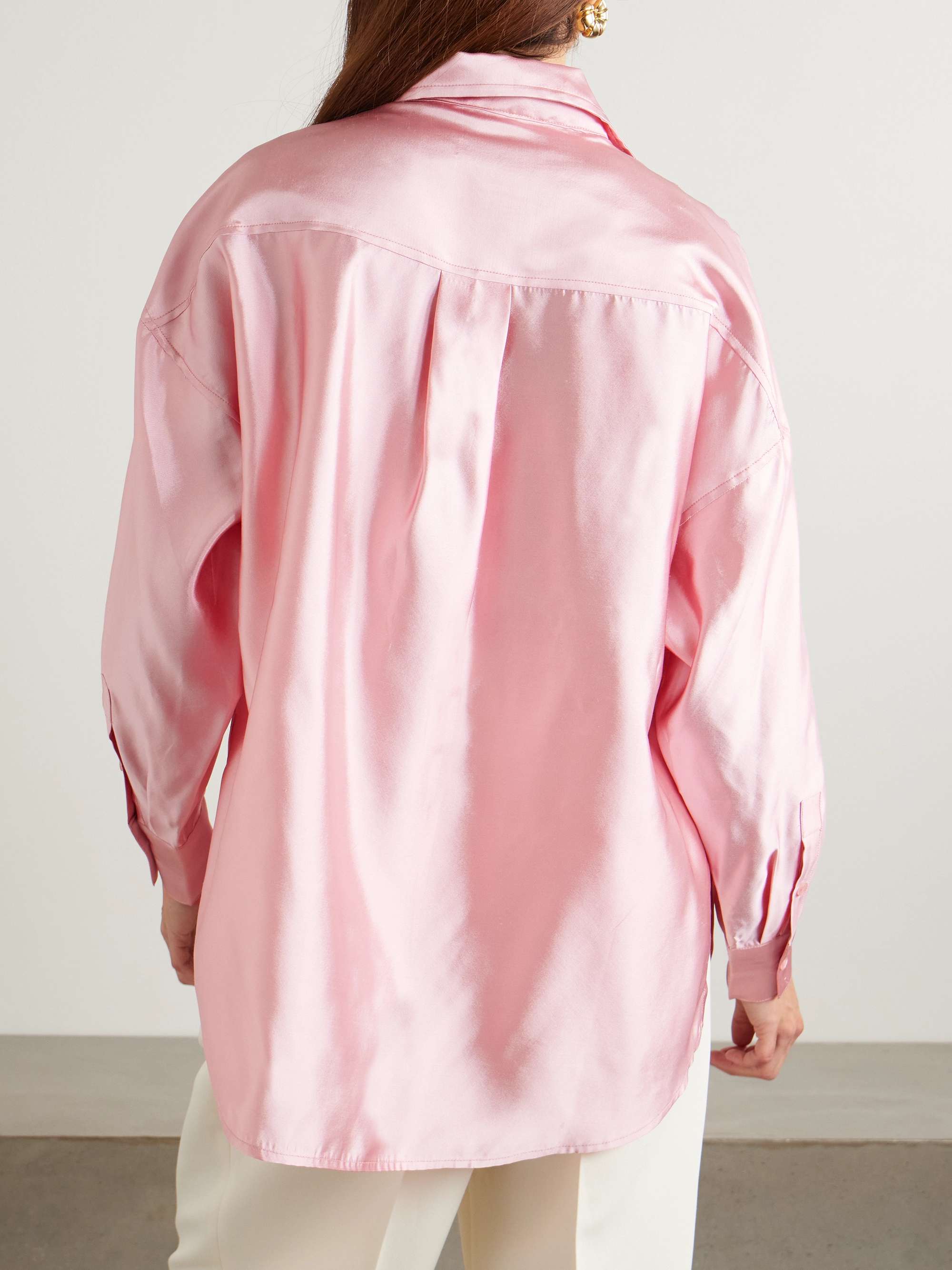 Oversized silk-twill shirt view