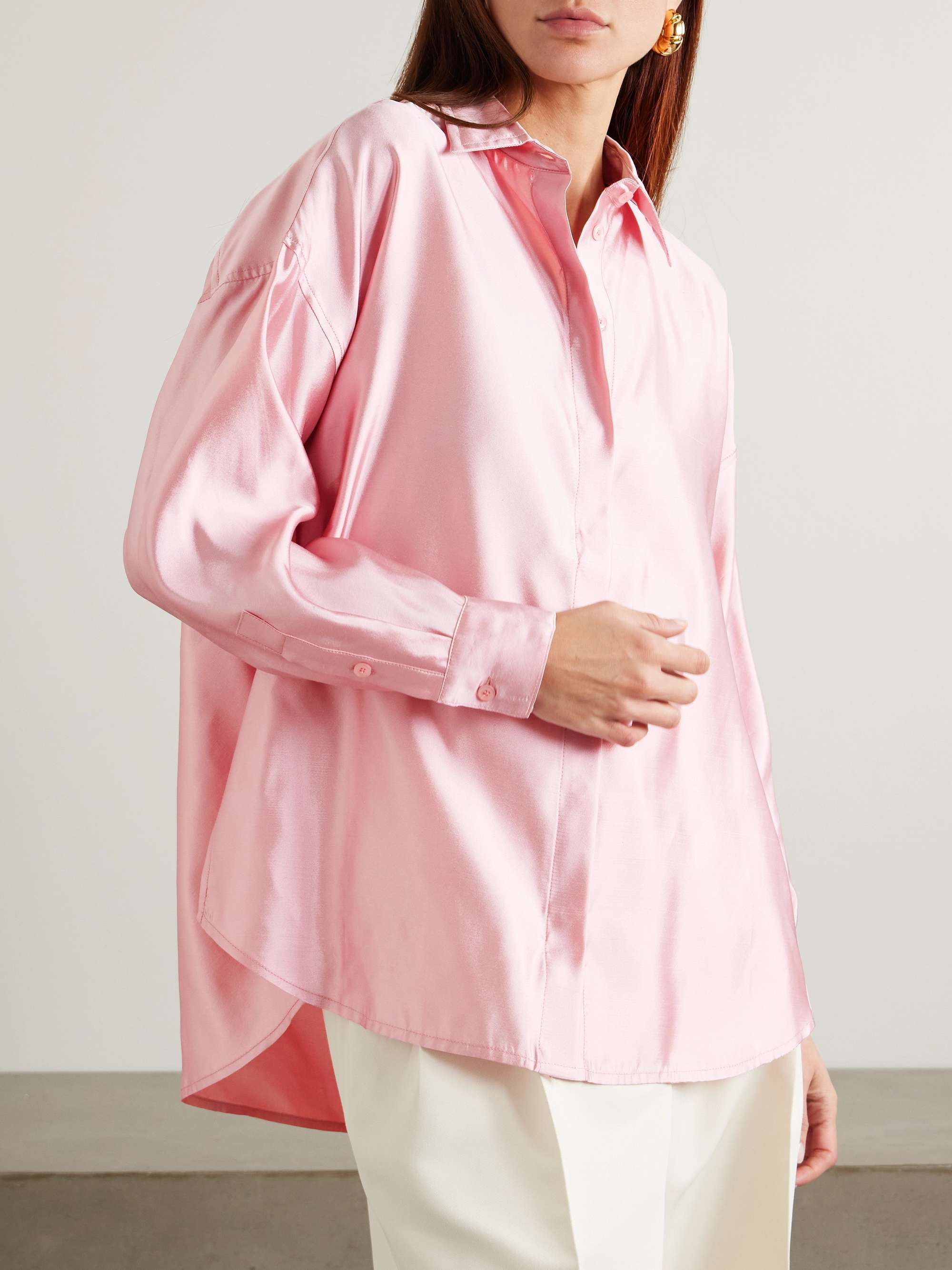 Oversized silk-twill shirt view