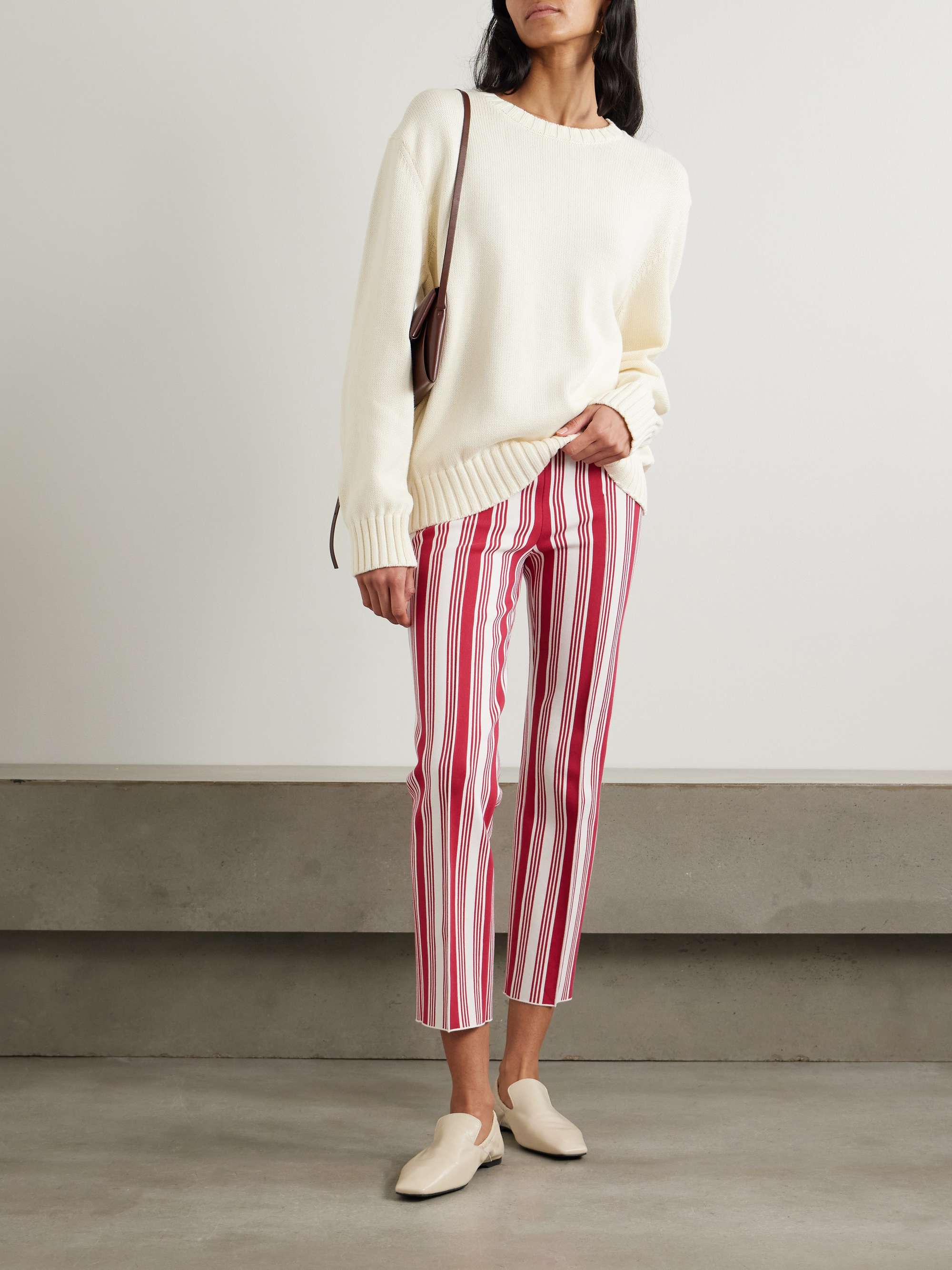 Louis cropped striped cotton-blend straight-leg pants view