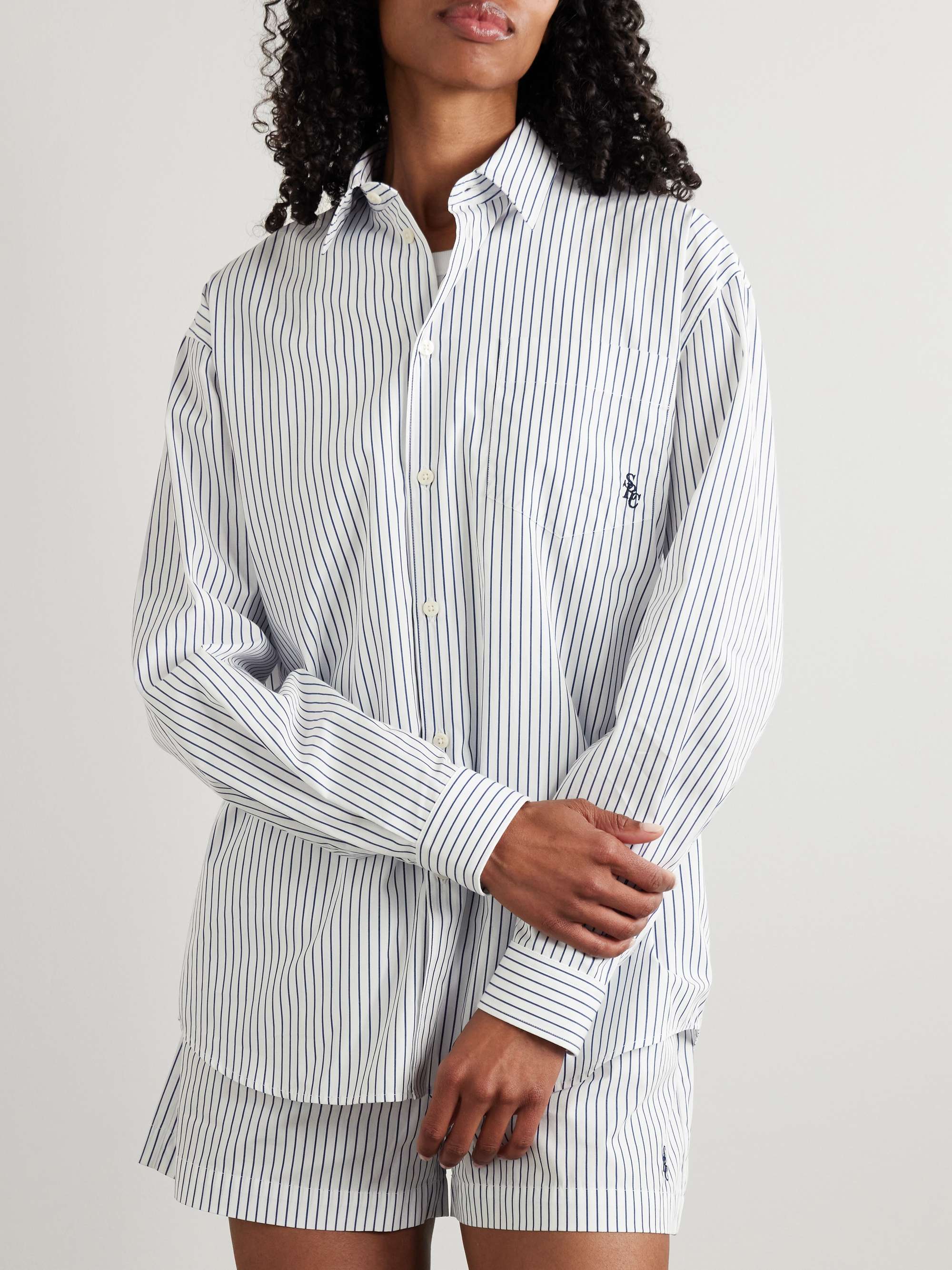 SRC embroidered striped cotton-poplin shirt view