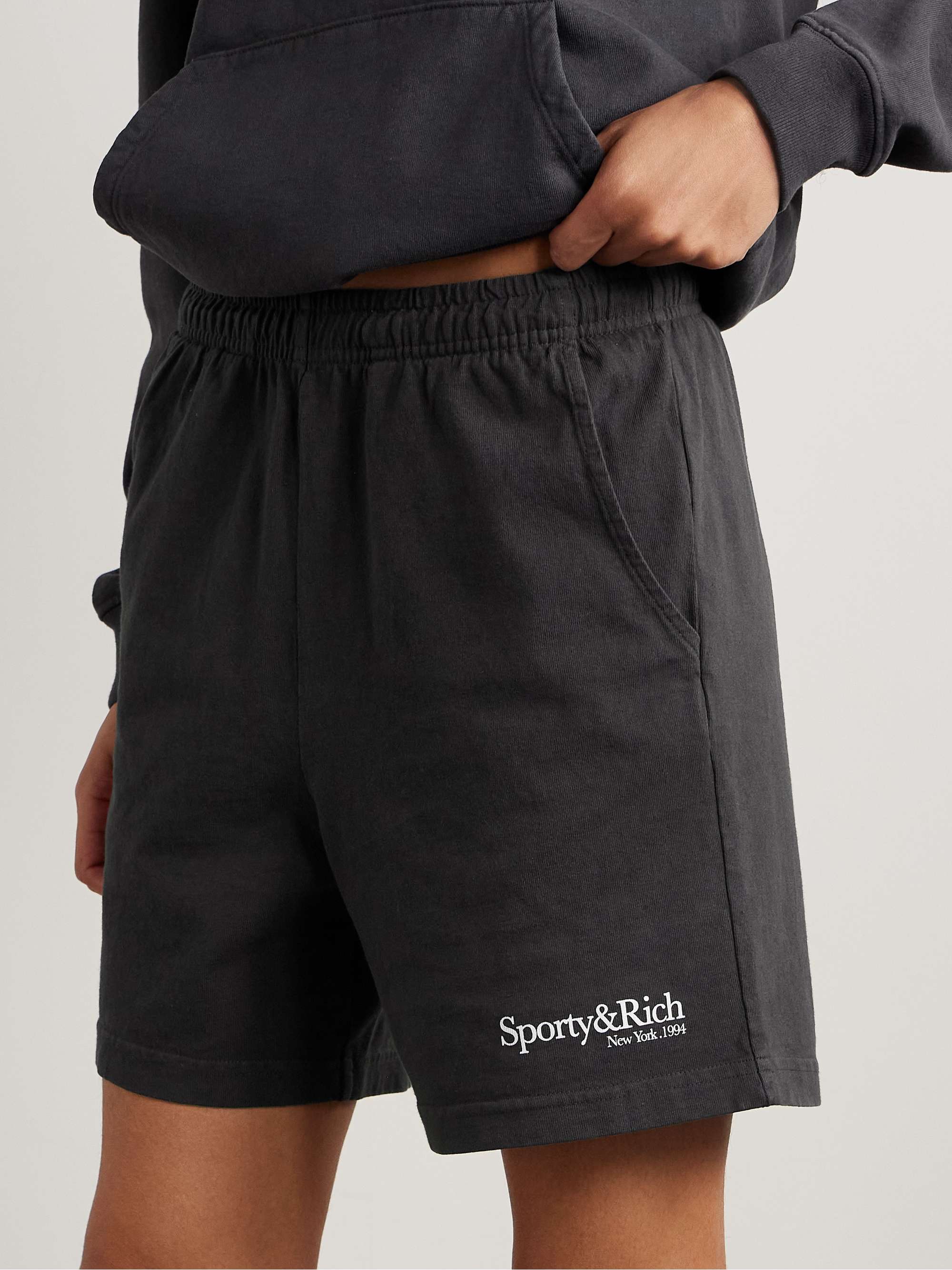 Printed cotton-jersey shorts view