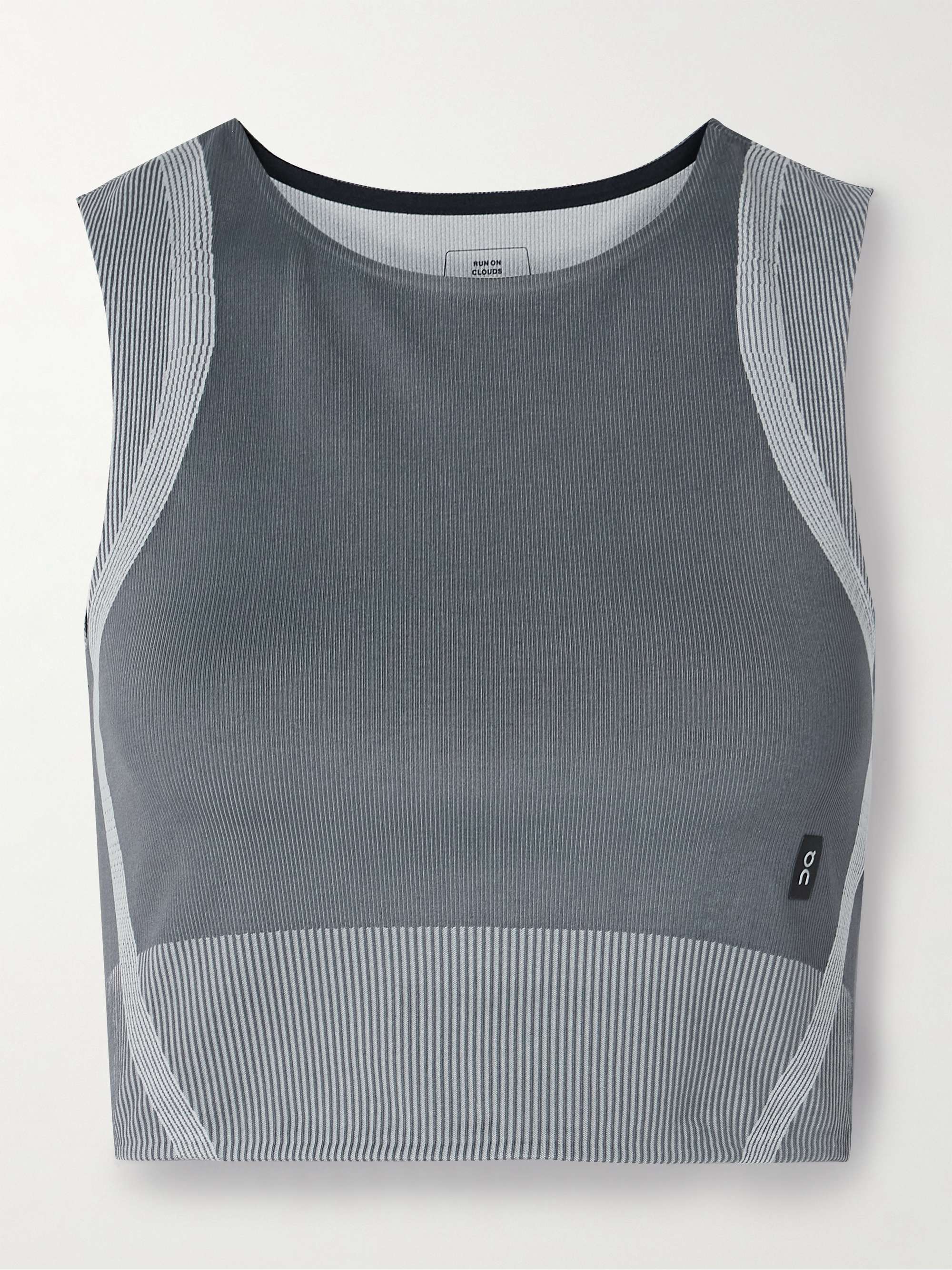 Studio cropped ribbed stretch recycled tank view