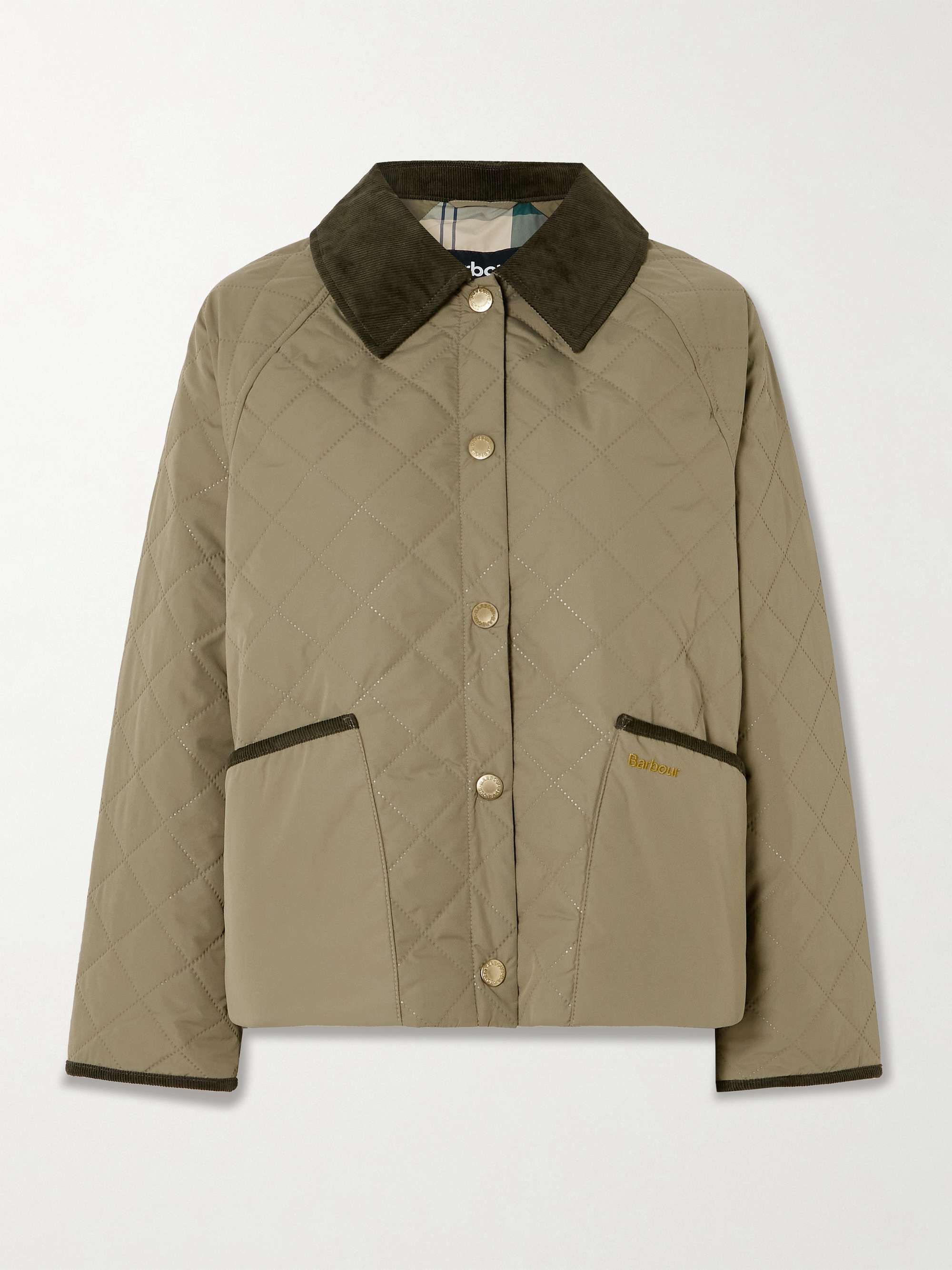 Anise corduroy-trimmed cropped quilted shell jacket view