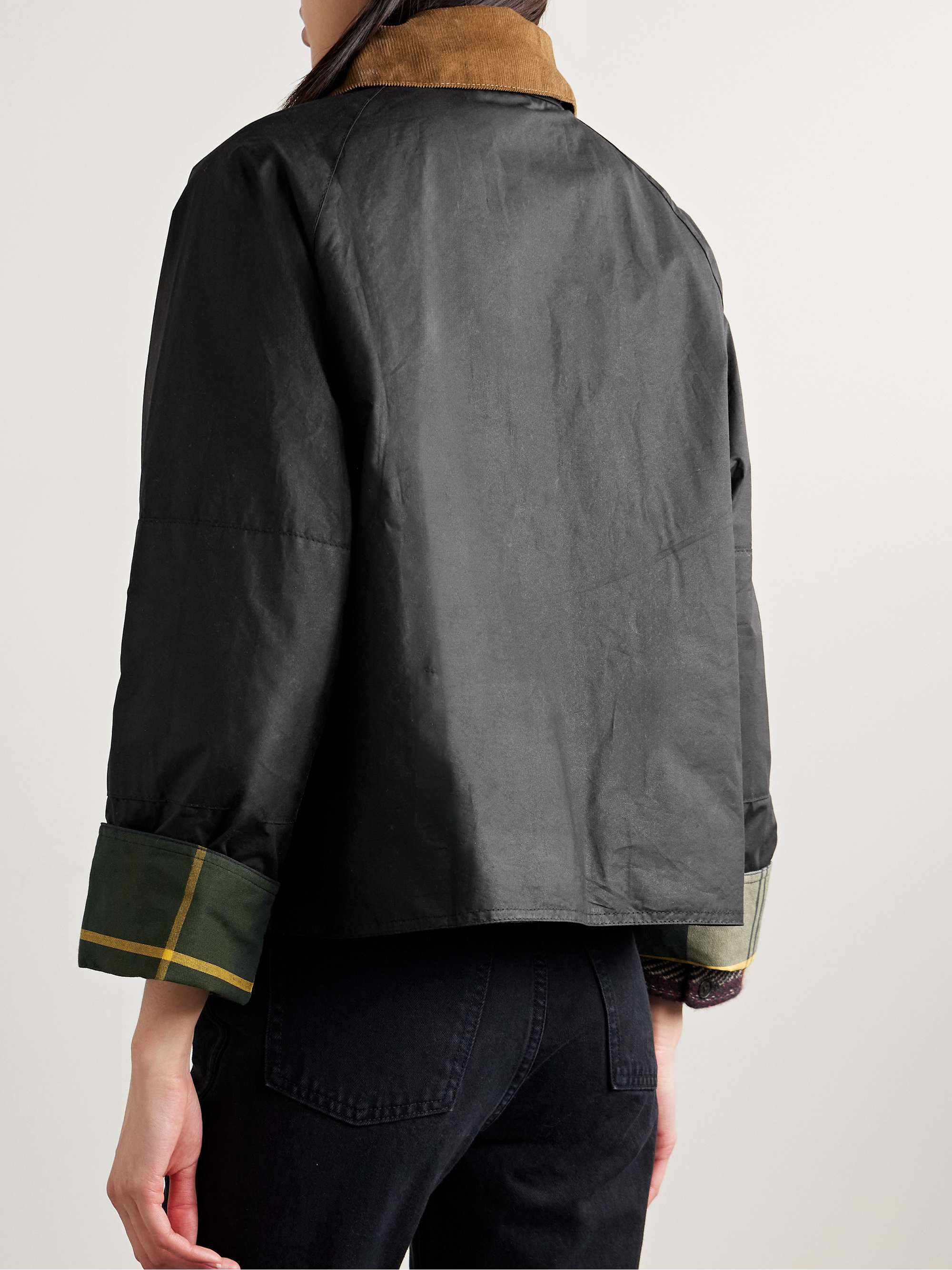 Erma hooded corduroy-trimmed waxed-cotton jacket view