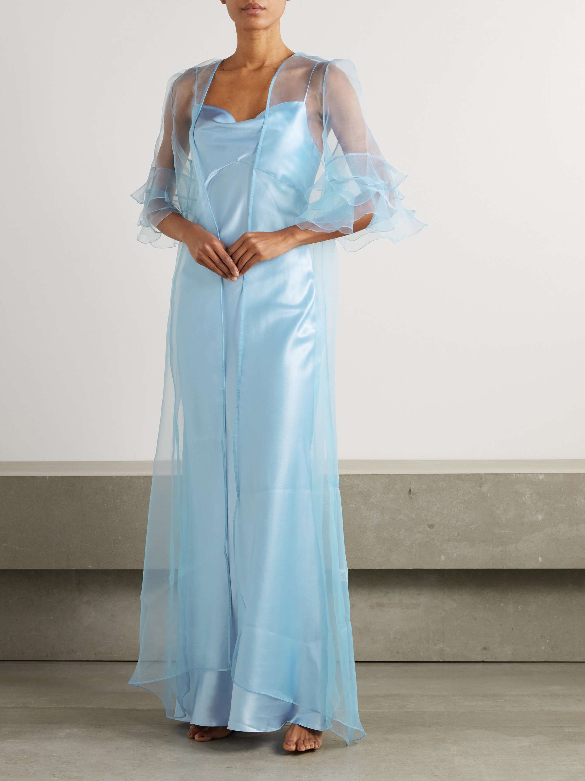 Ricca draped silk-satin nightdress view