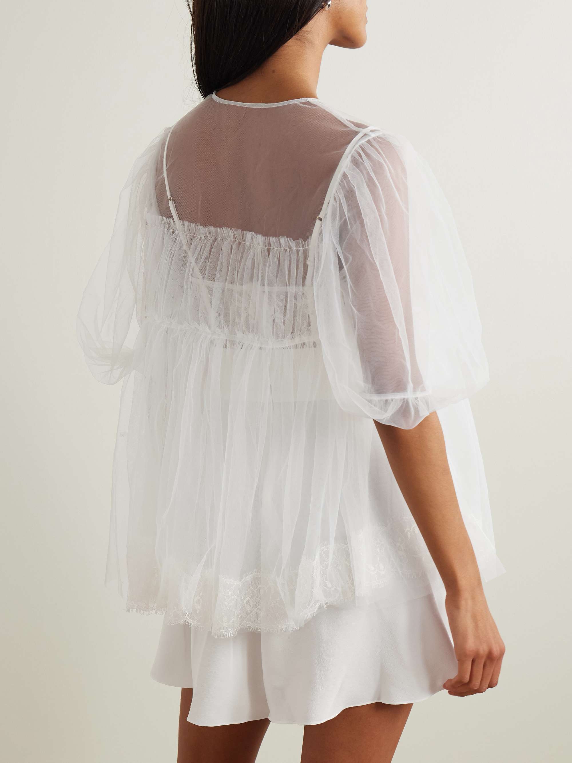 Mystery of Roulettes lace-trimmed layered tulle robe view