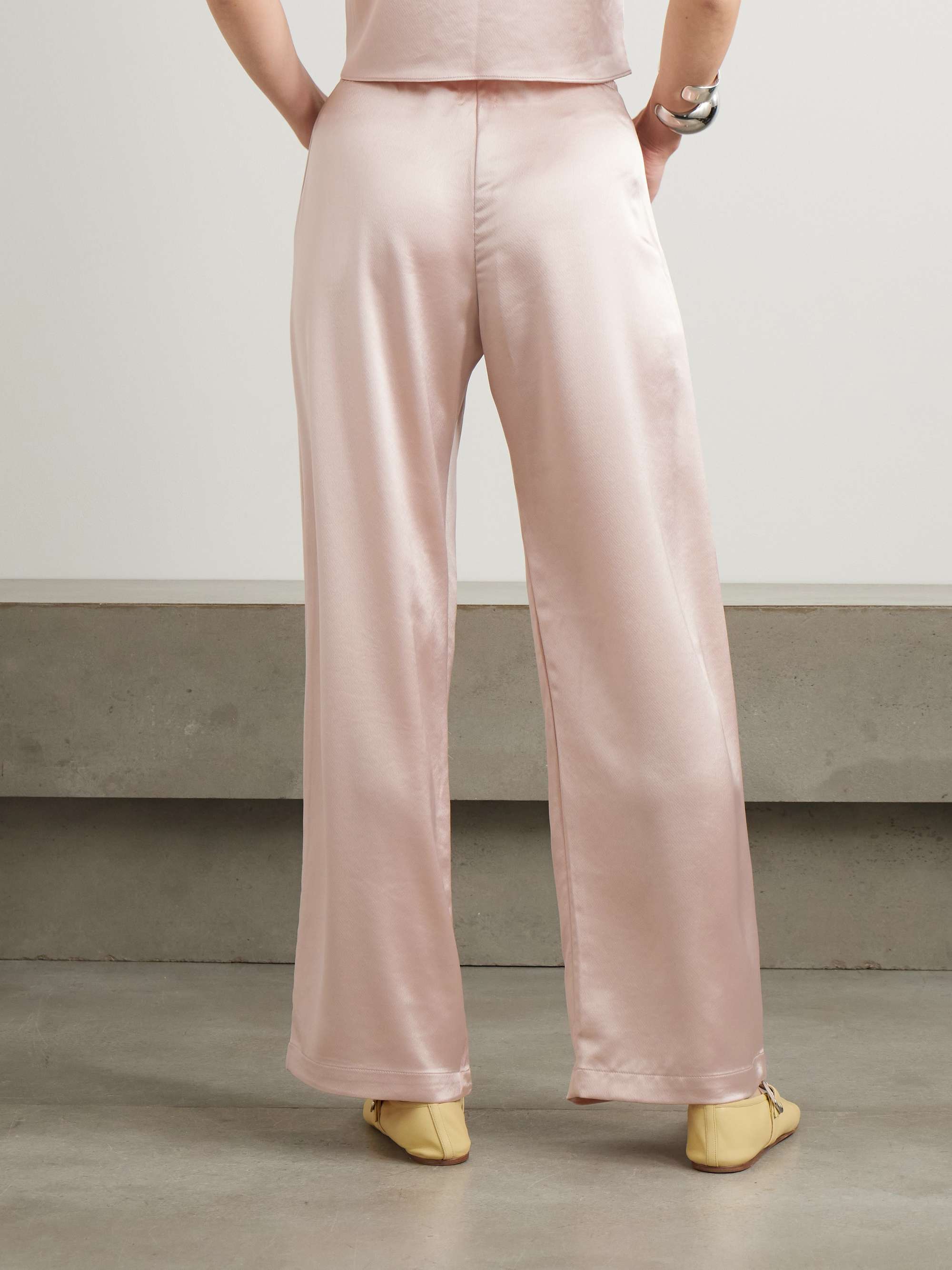 Barb washed-satin wide-leg pants view