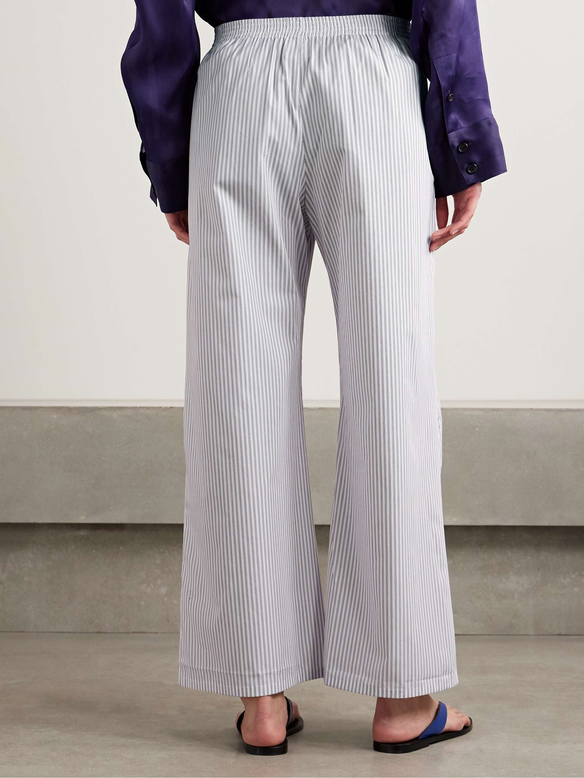 Yoshi pinstriped cotton-blend poplin wide-leg pants view