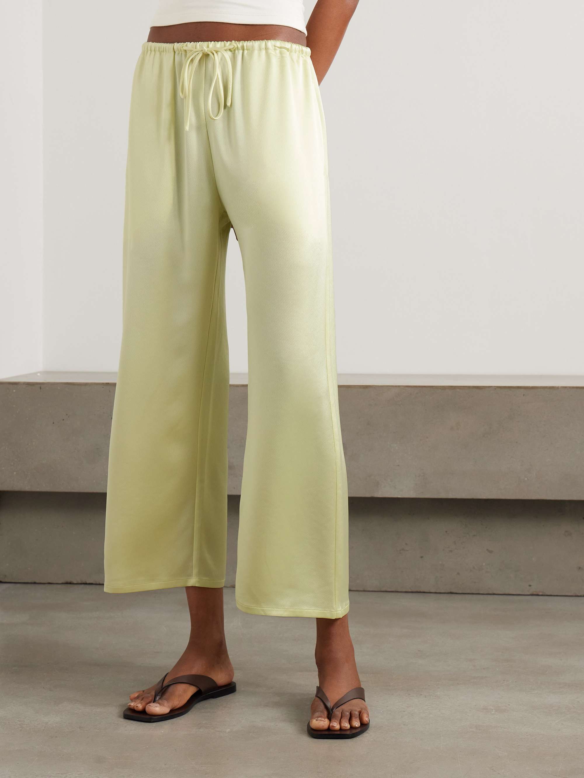 Barb cropped satin wide-leg pants view