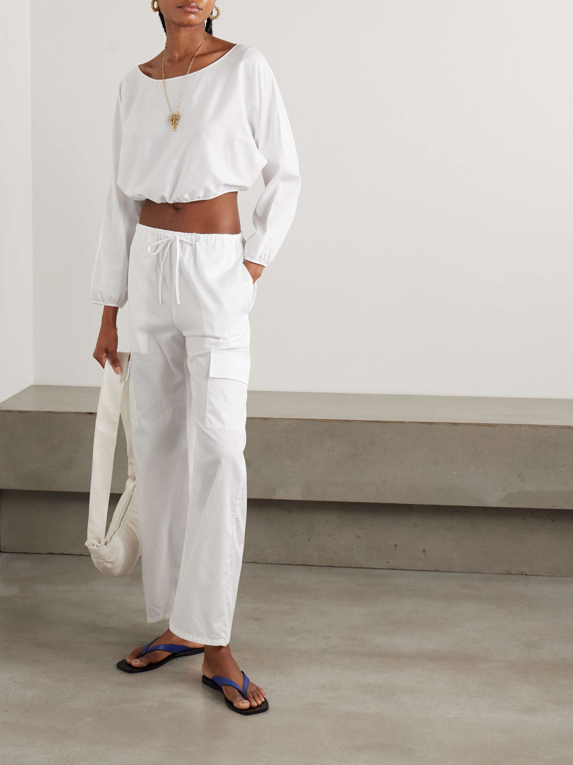 Yoko cropped gathered cotton-poplin top view