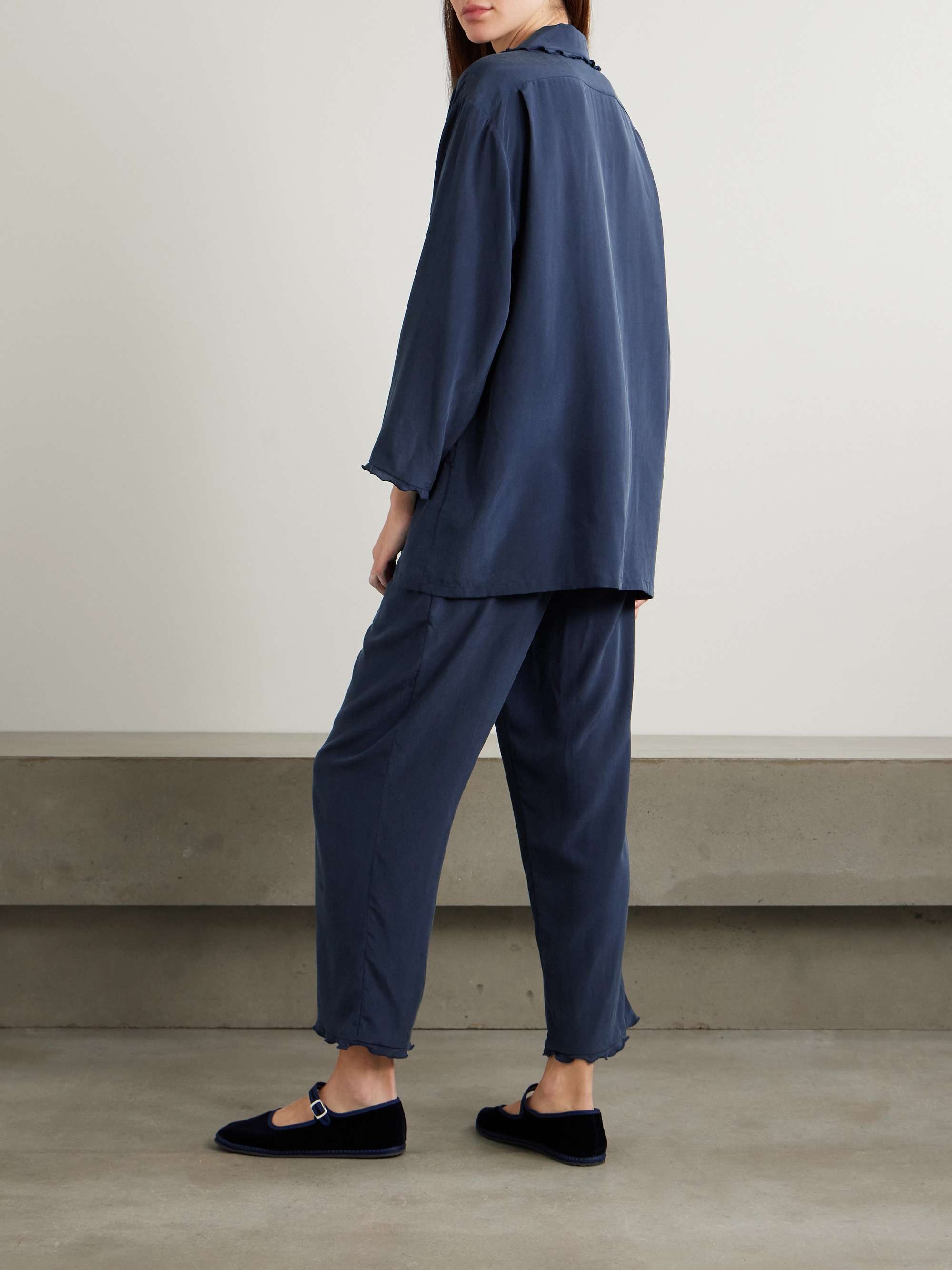 Fifi ruffled silk crepe de chine pajama set view