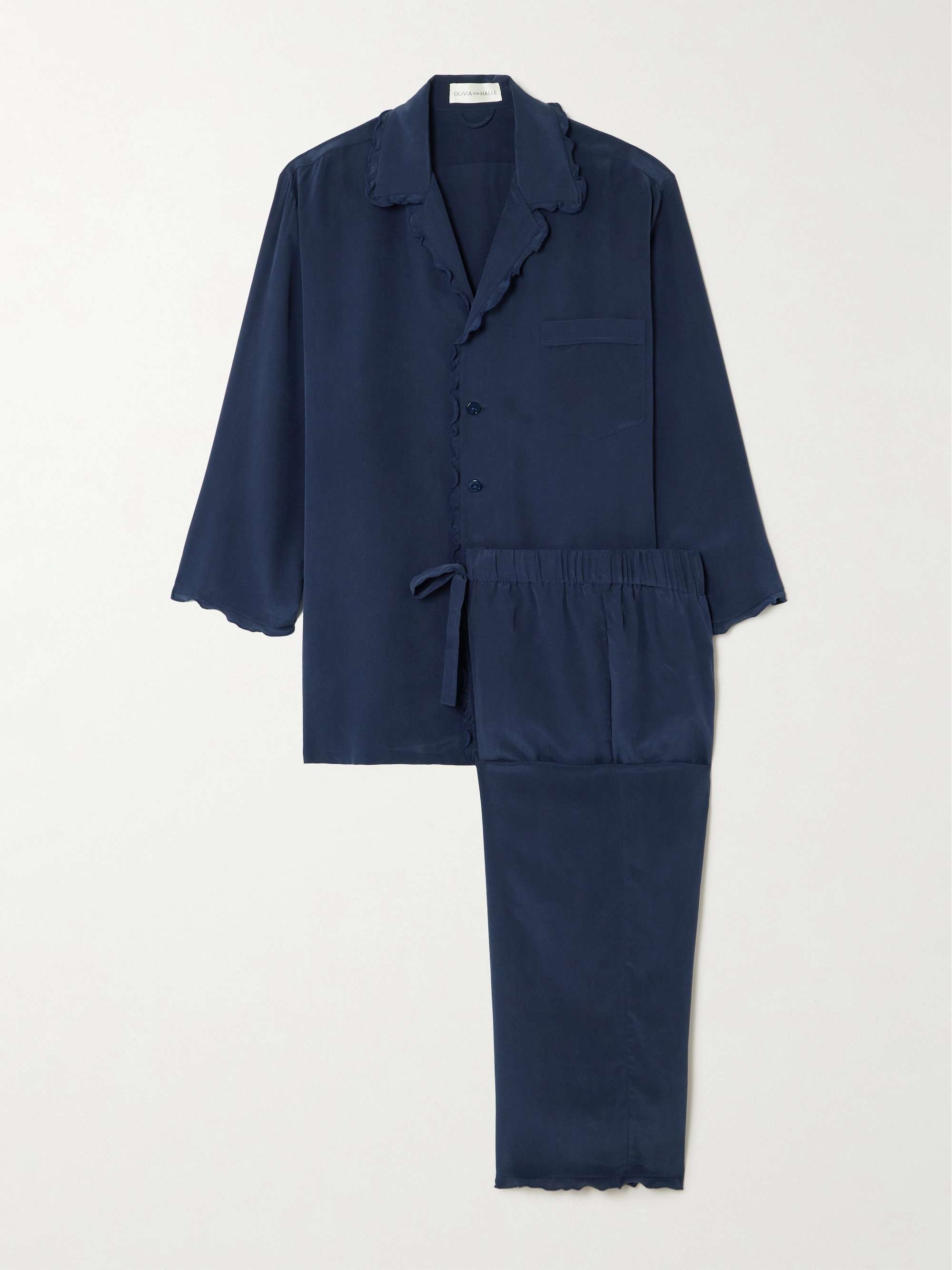 Fifi ruffled silk crepe de chine pajama set view