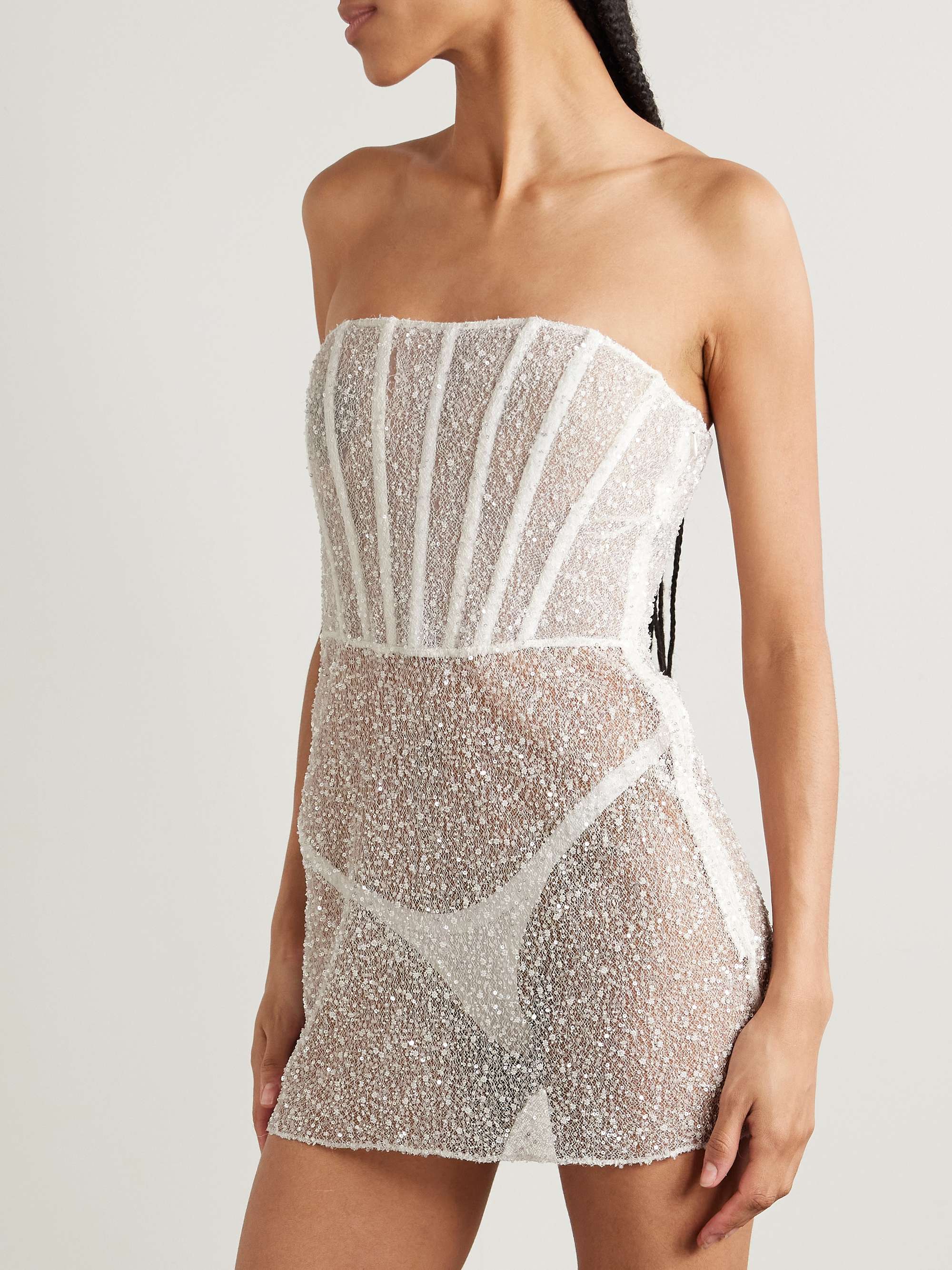 Ange strapless embellished lace mini dress view