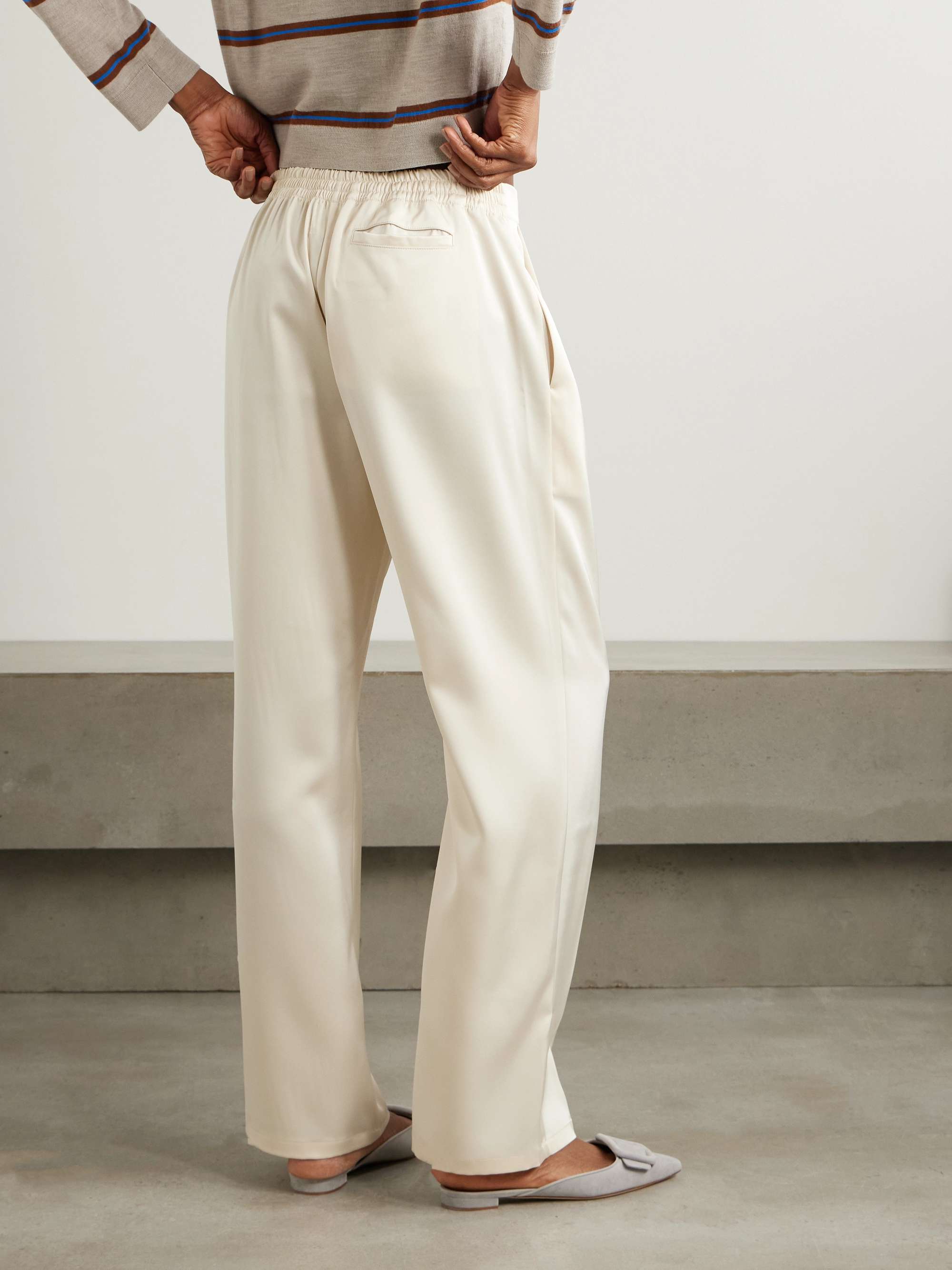 Barb pleated satin straight-leg pants view