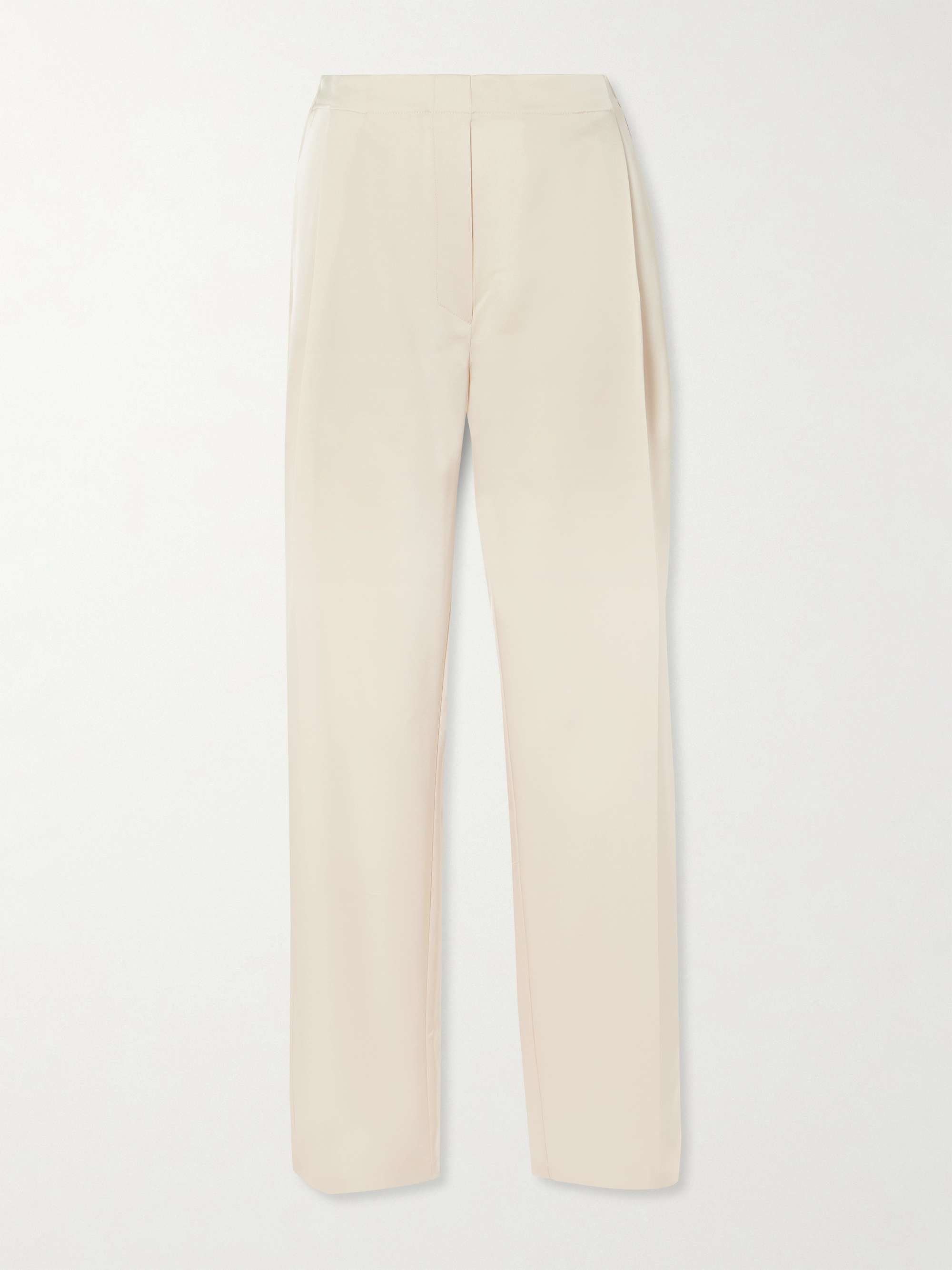 Barb pleated satin straight-leg pants view