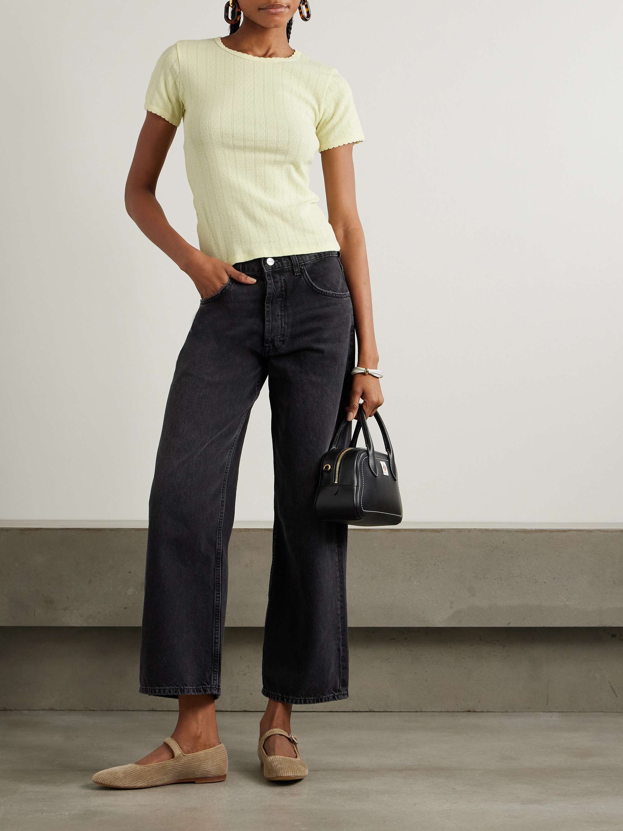 Pointelle-knit cotton T-shirt view