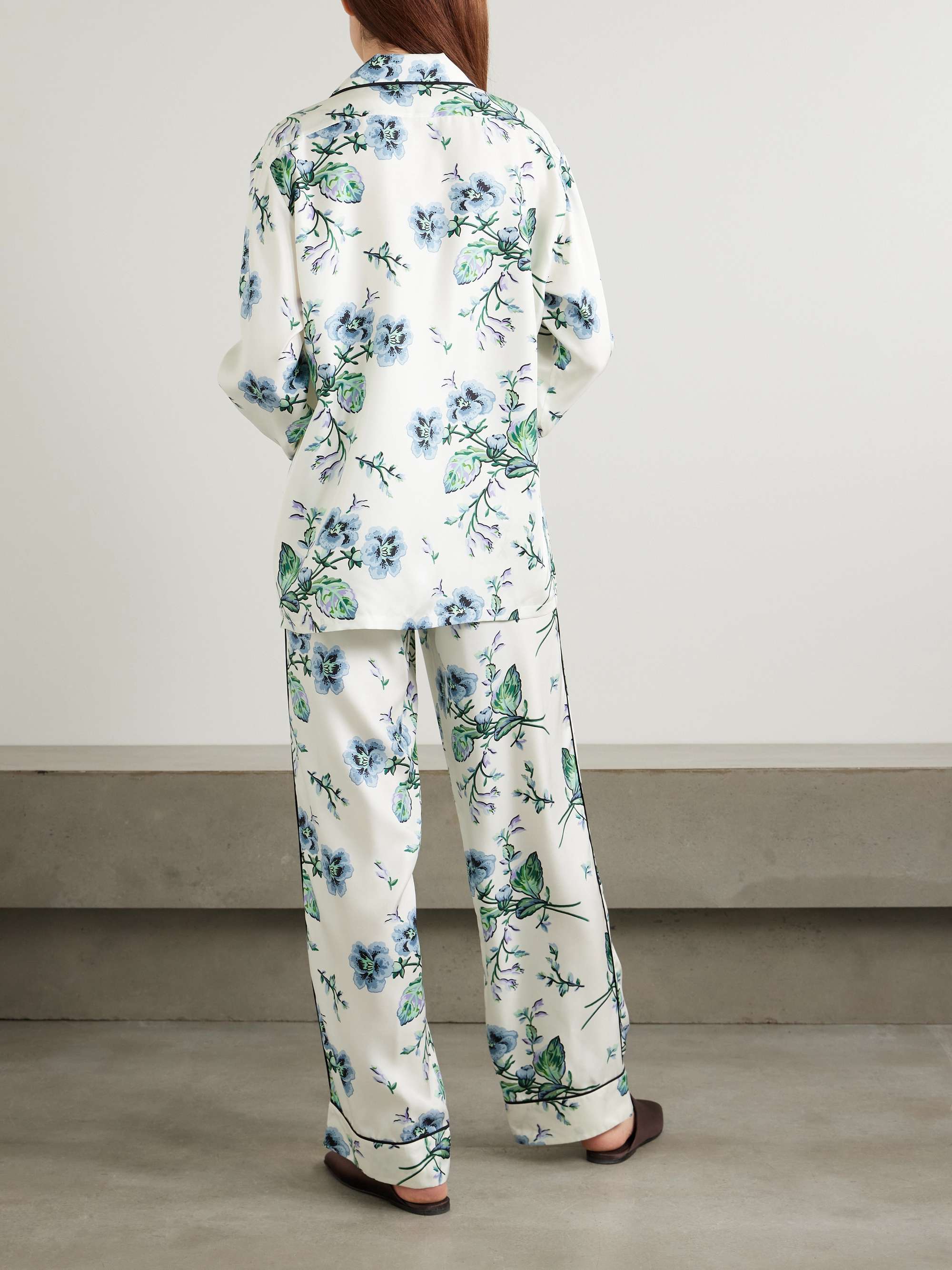 Yves floral-print silk-twill pajama set view