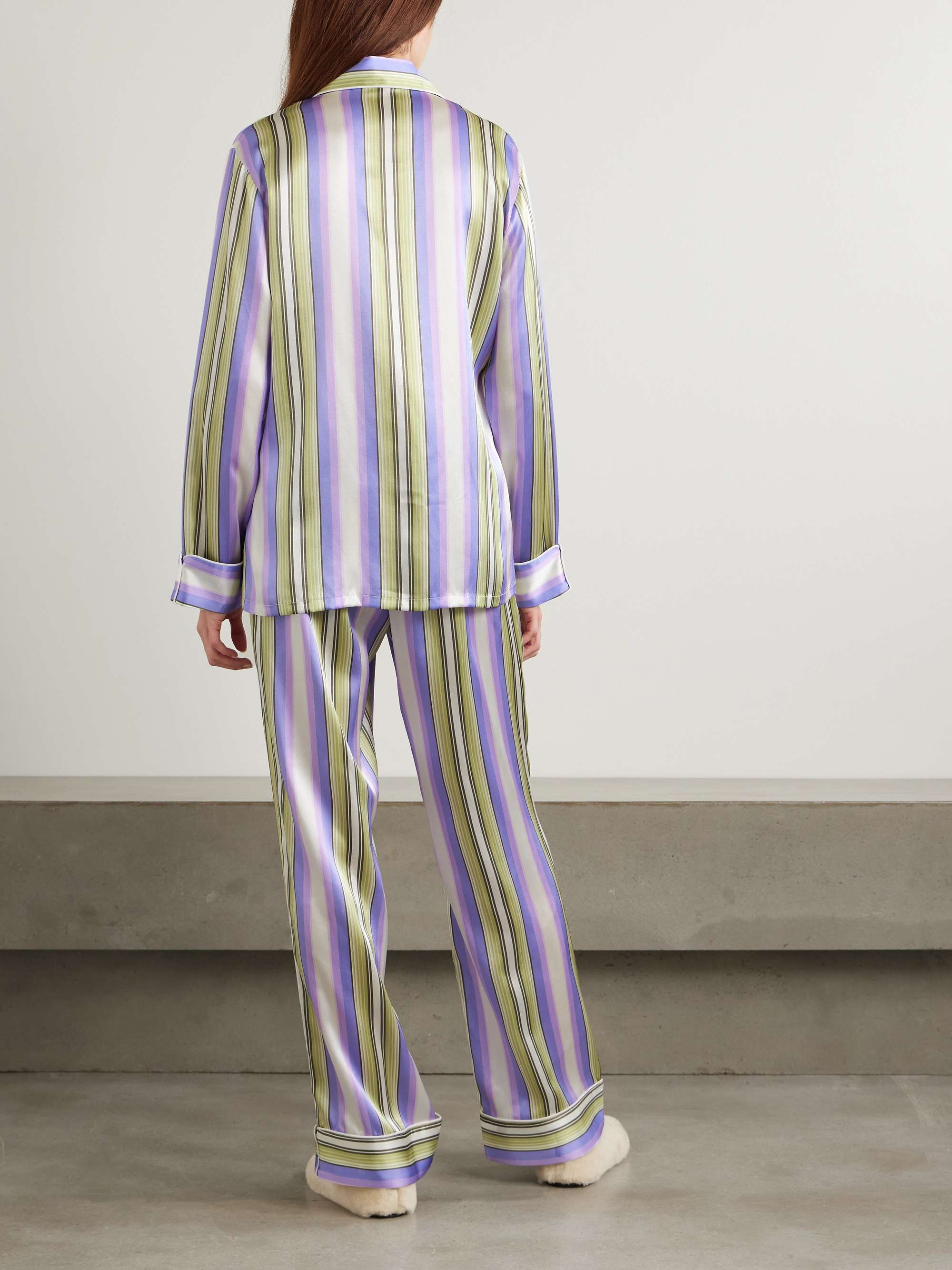 Lila striped silk-satin pajama set view