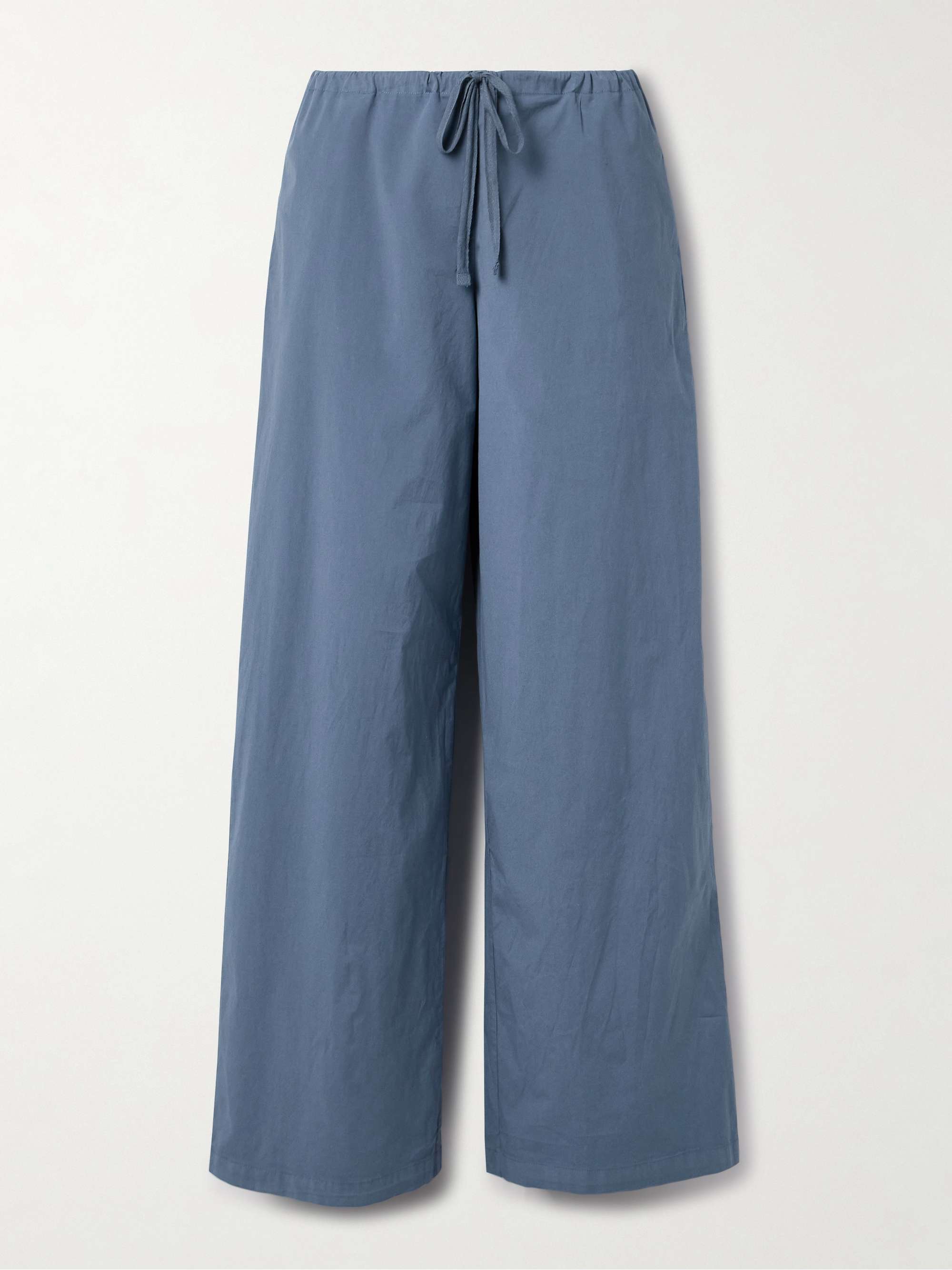 Cotton-blend poplin wide-leg pants view