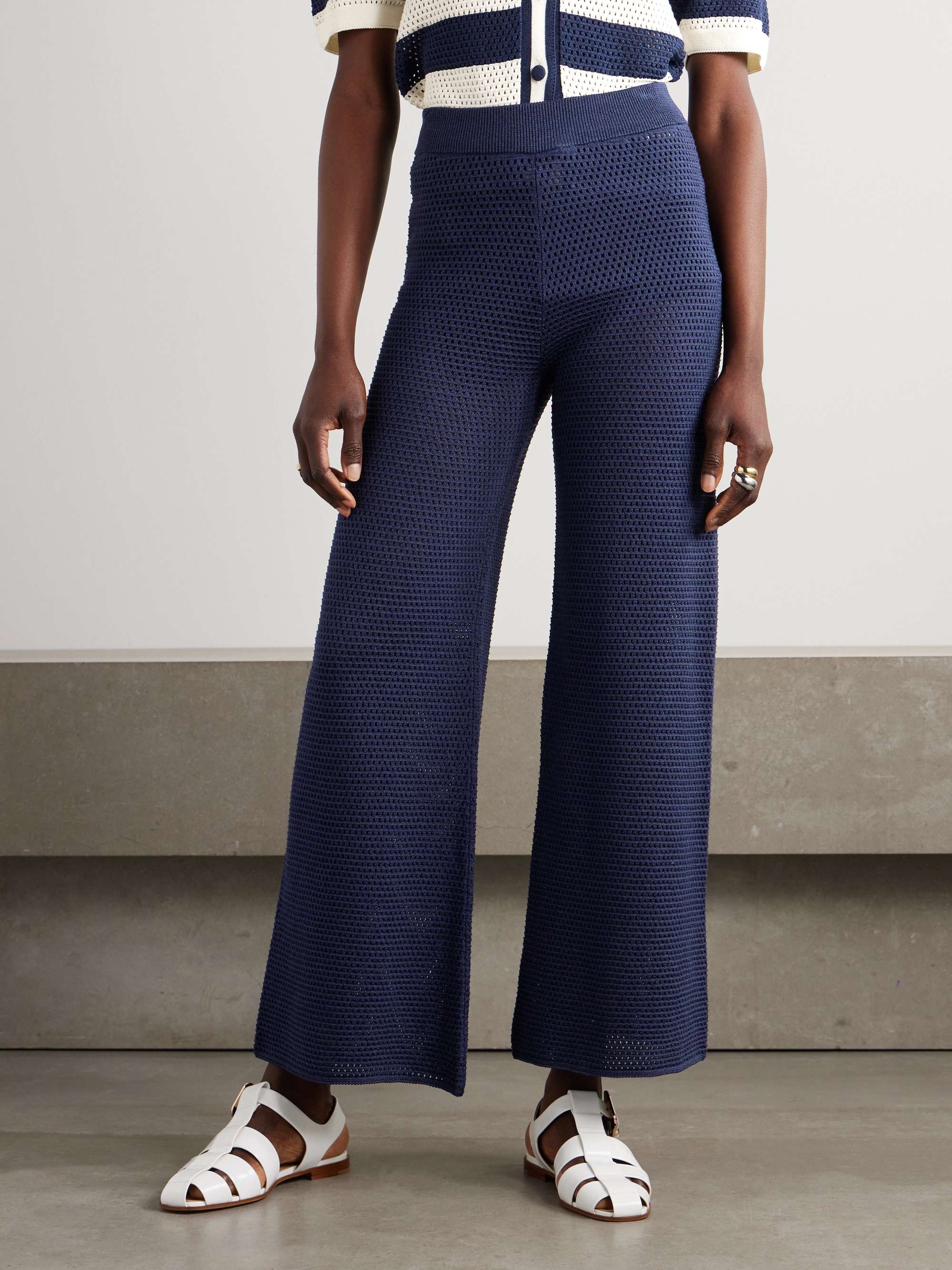 Bayadere Goeland open-knit cotton-blend wide-leg pants view