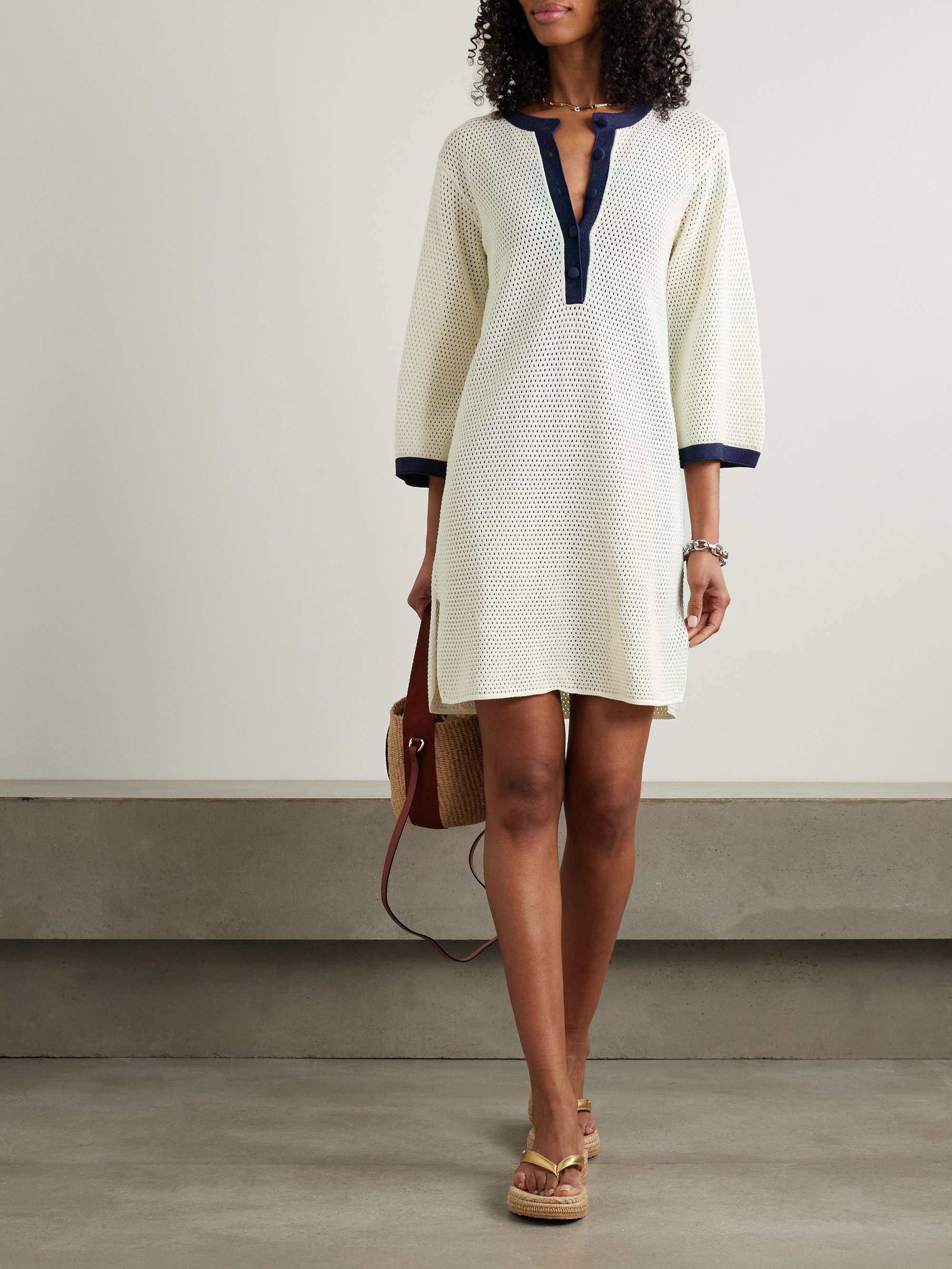 Albatros open-knit cotton-blend mini dress view