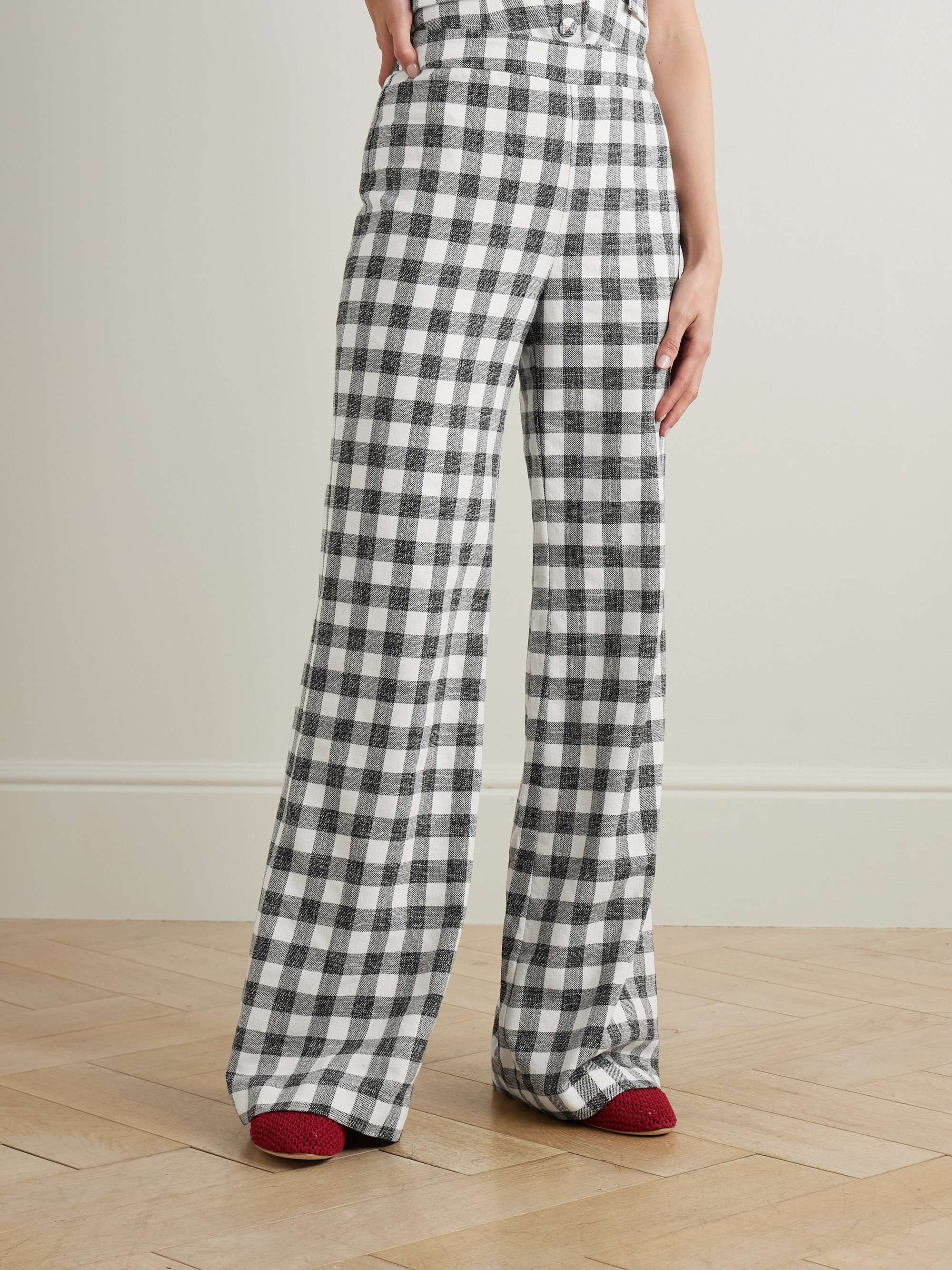 Mayflower gingham cotton-blend wide-leg pants view