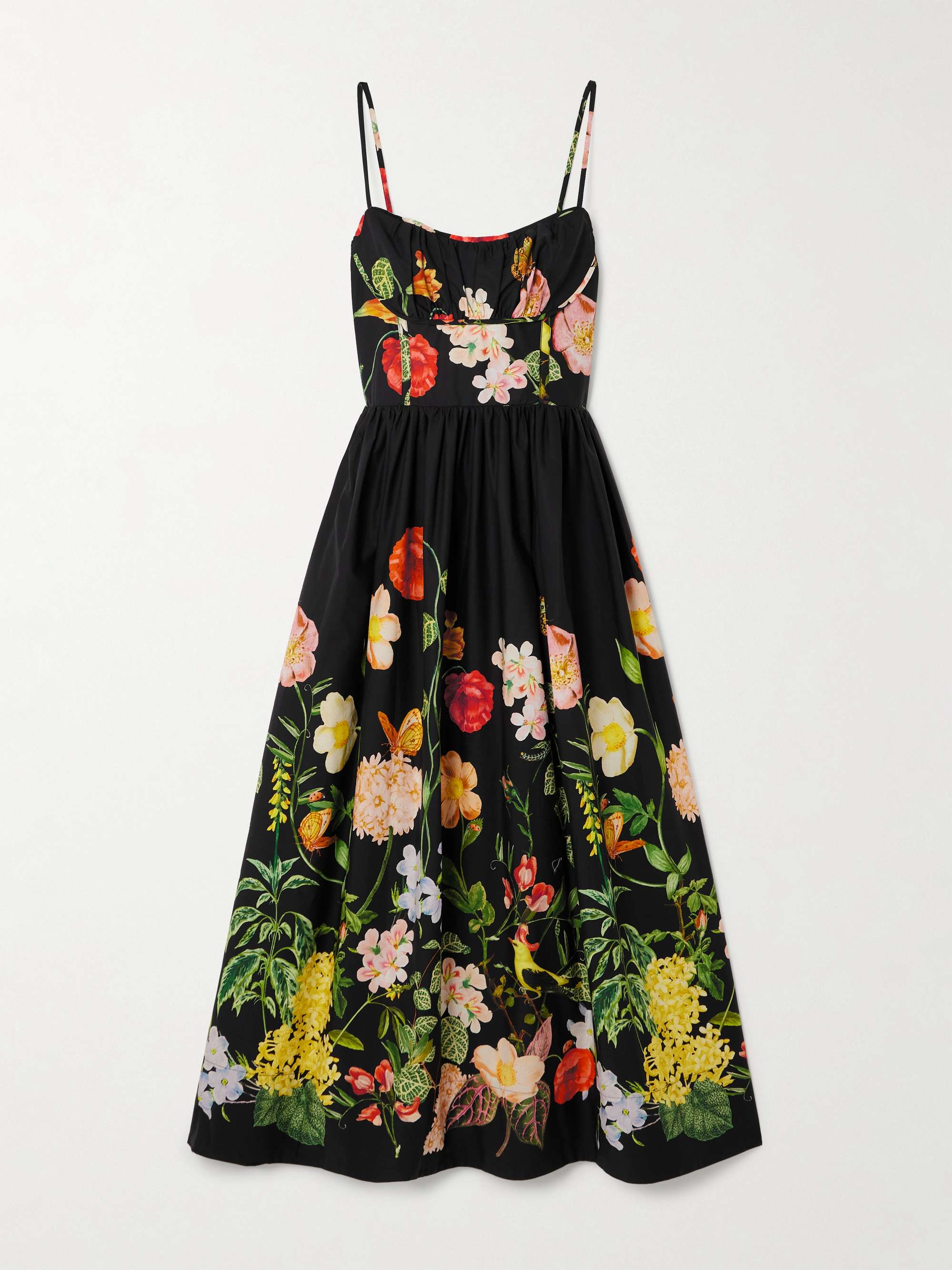 Alba floral-print gathered smocked cotton-poplin midi dress view
