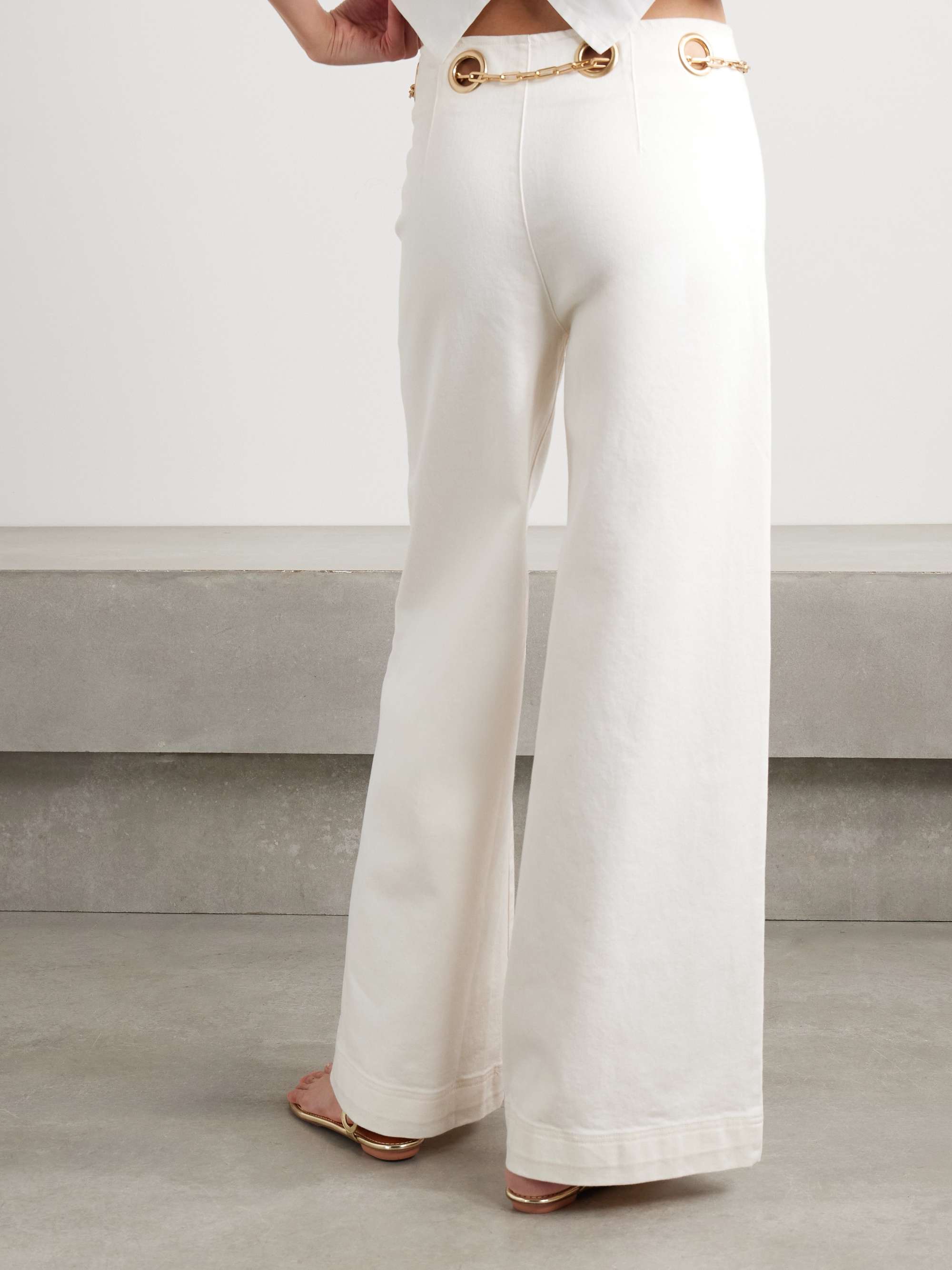 Sydney belted embellished low-rise wide-leg jeans view