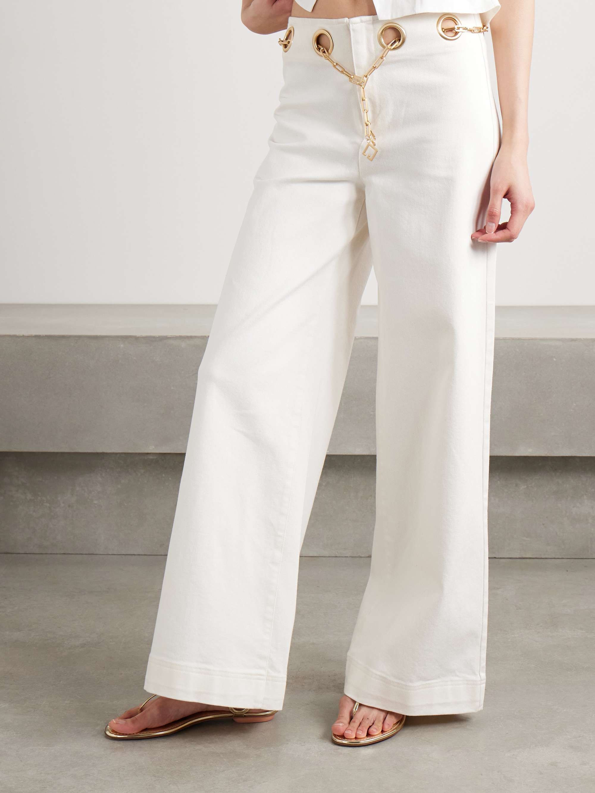 Sydney belted embellished low-rise wide-leg jeans view