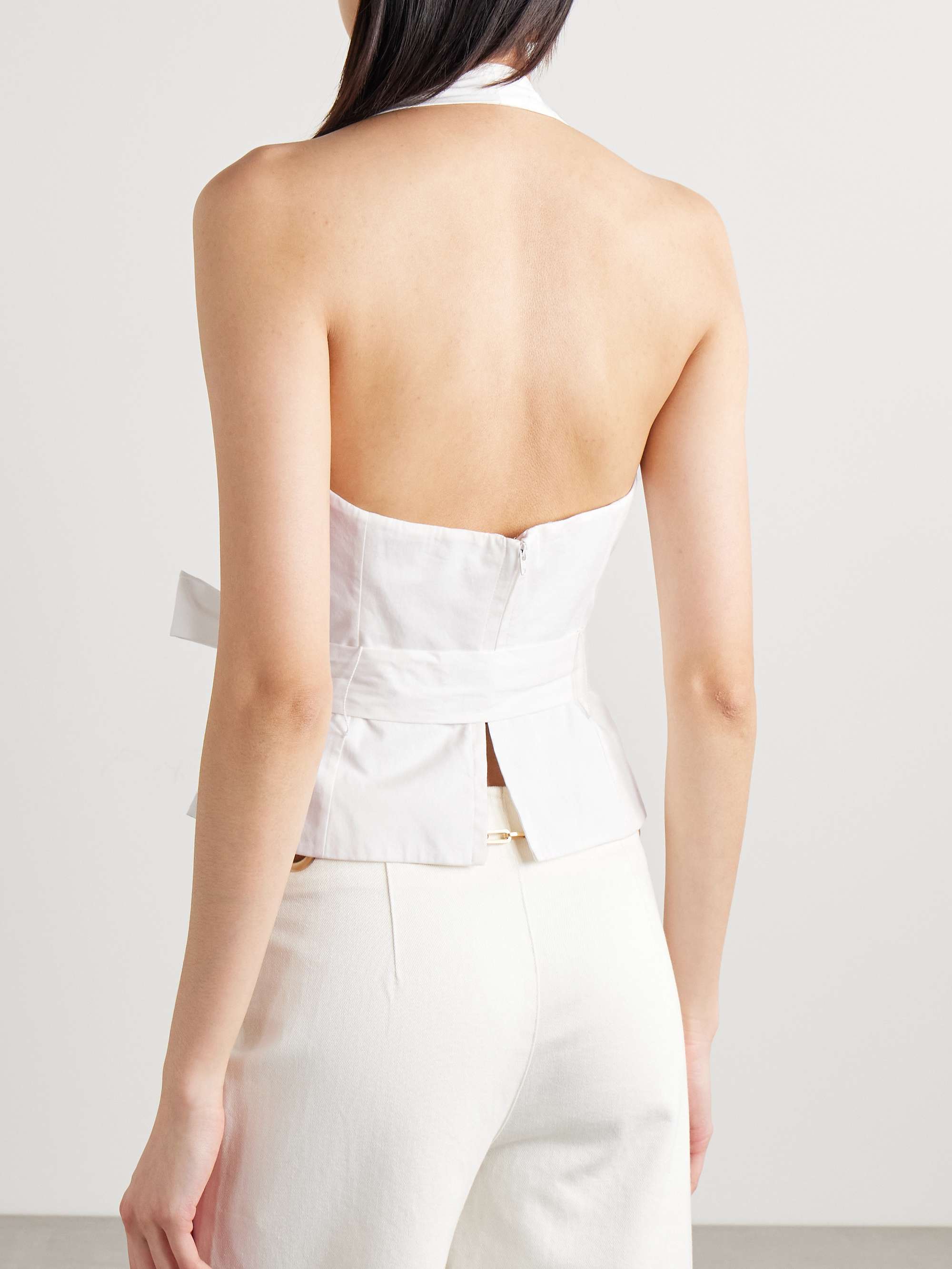 Anita cotton-blend twill halterneck top view