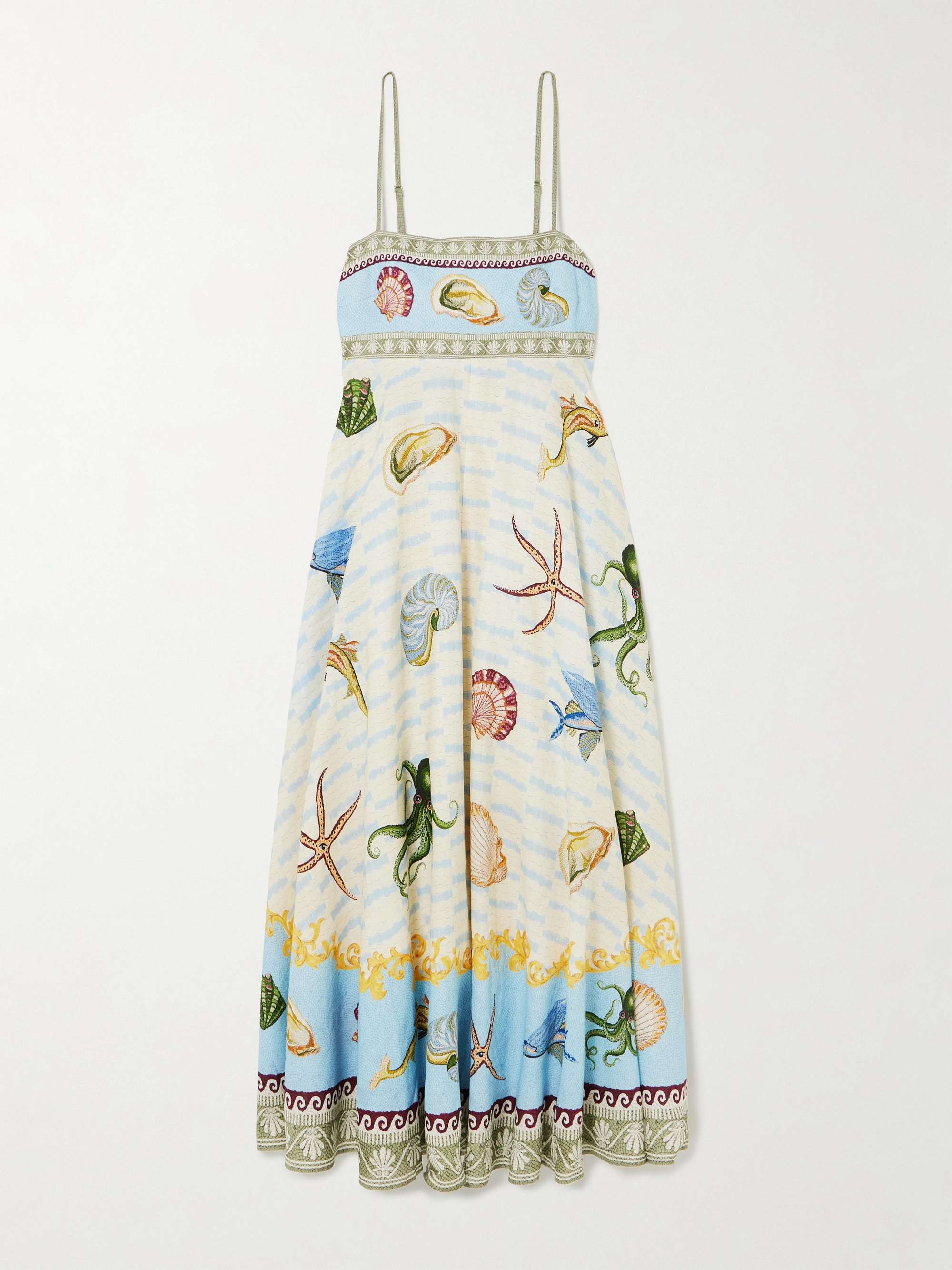 + Sam Pauletto Bath House printed smocked linen midi dress view