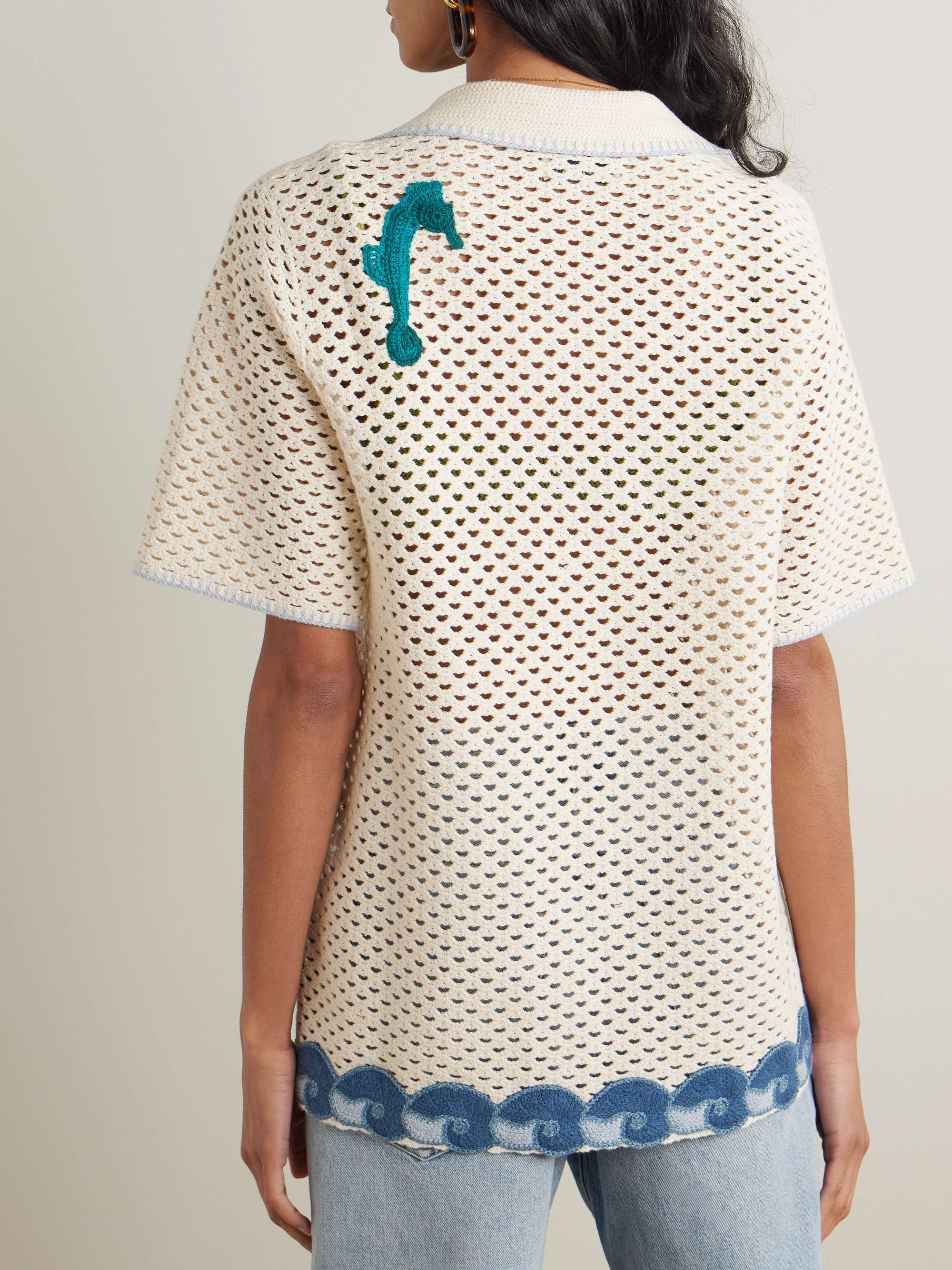 Splash embroidered crocheted cotton shirt view