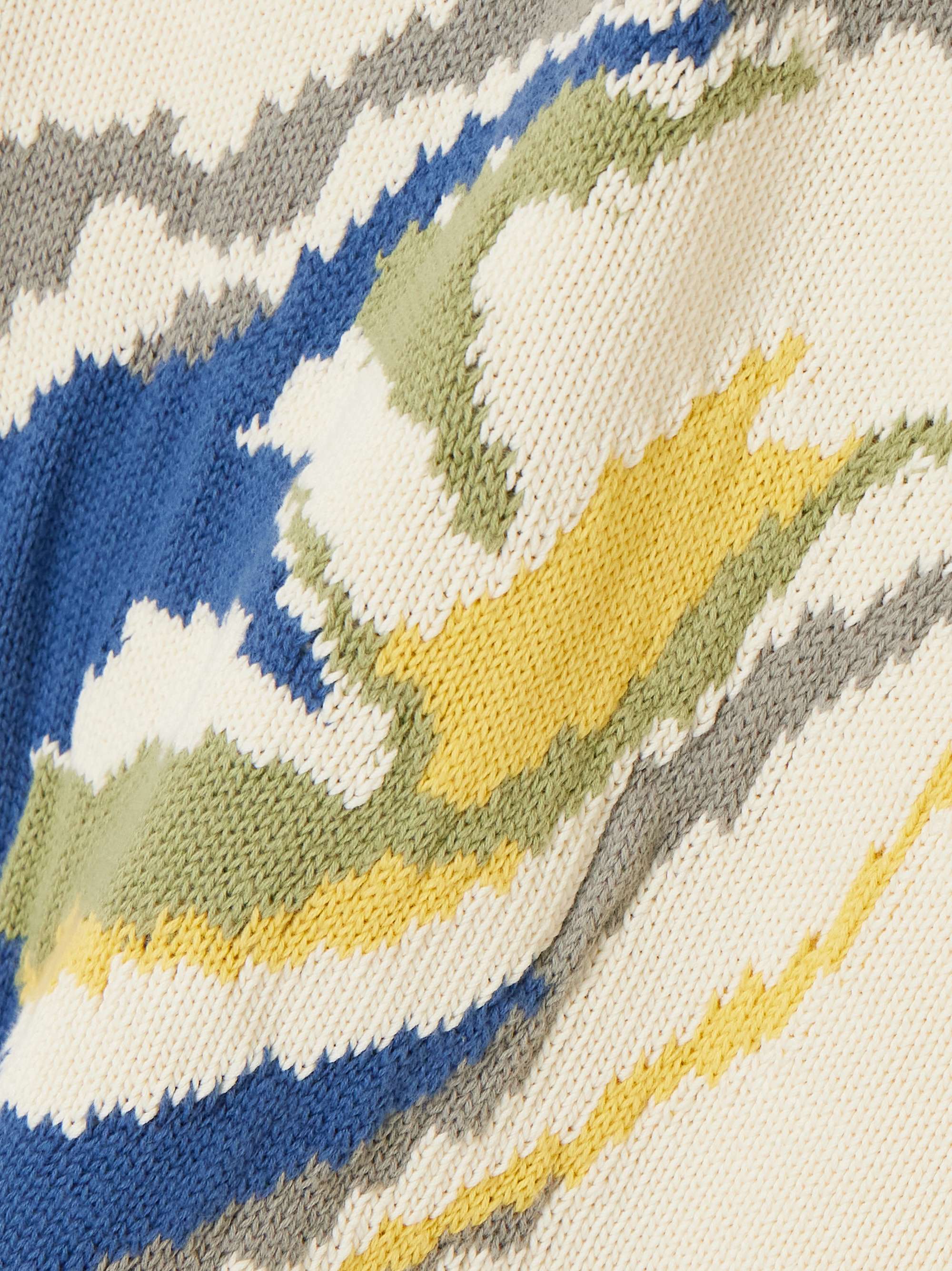 Bath House oversized jacquard-knit organic cotton cardigan view