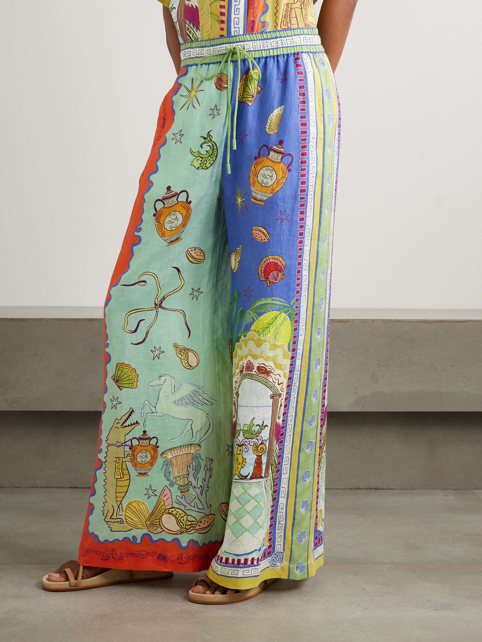 + Sam Pauletto Surrealist Summer printed linen wide-leg pants view