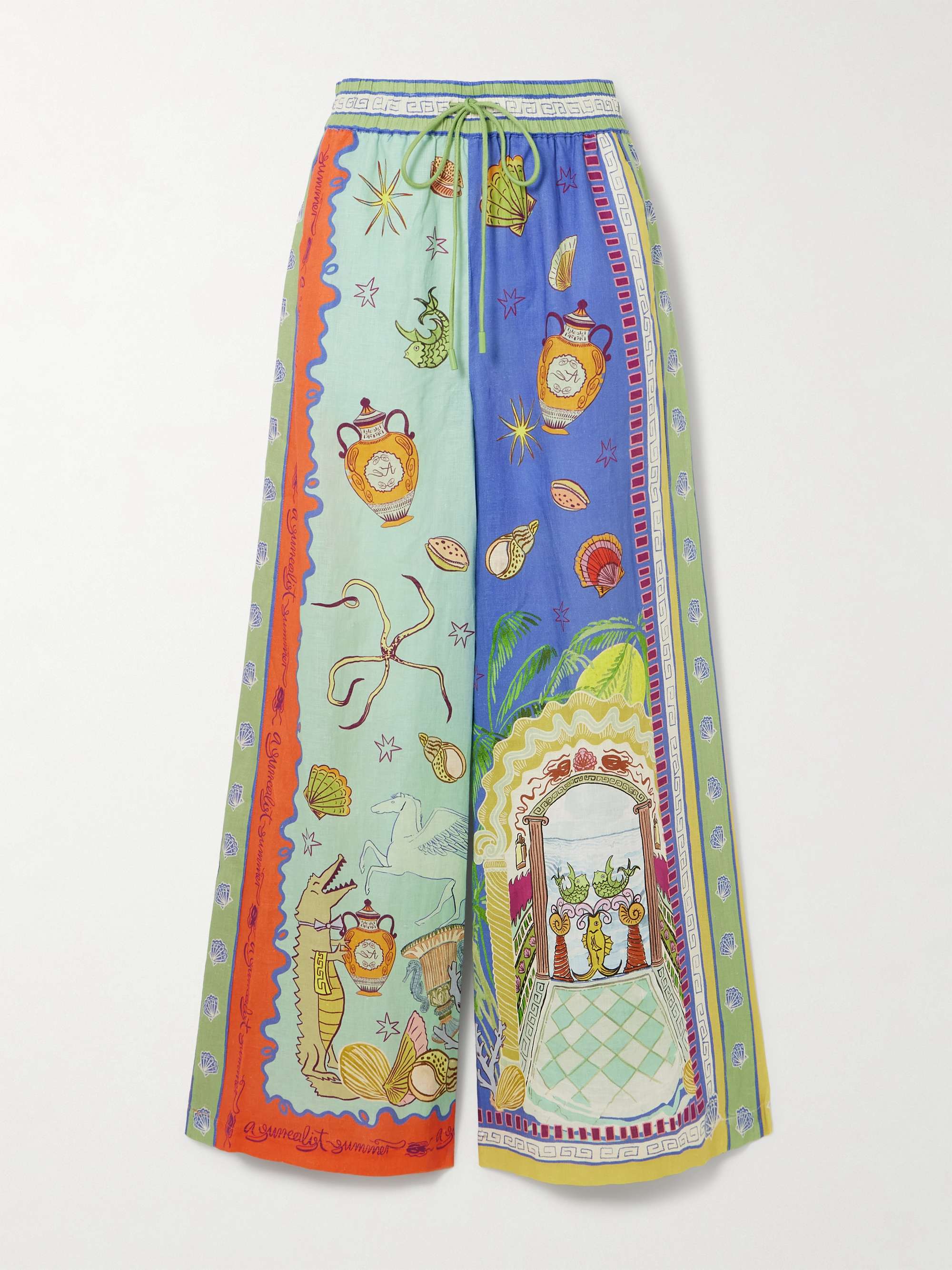 + Sam Pauletto Surrealist Summer printed linen wide-leg pants view