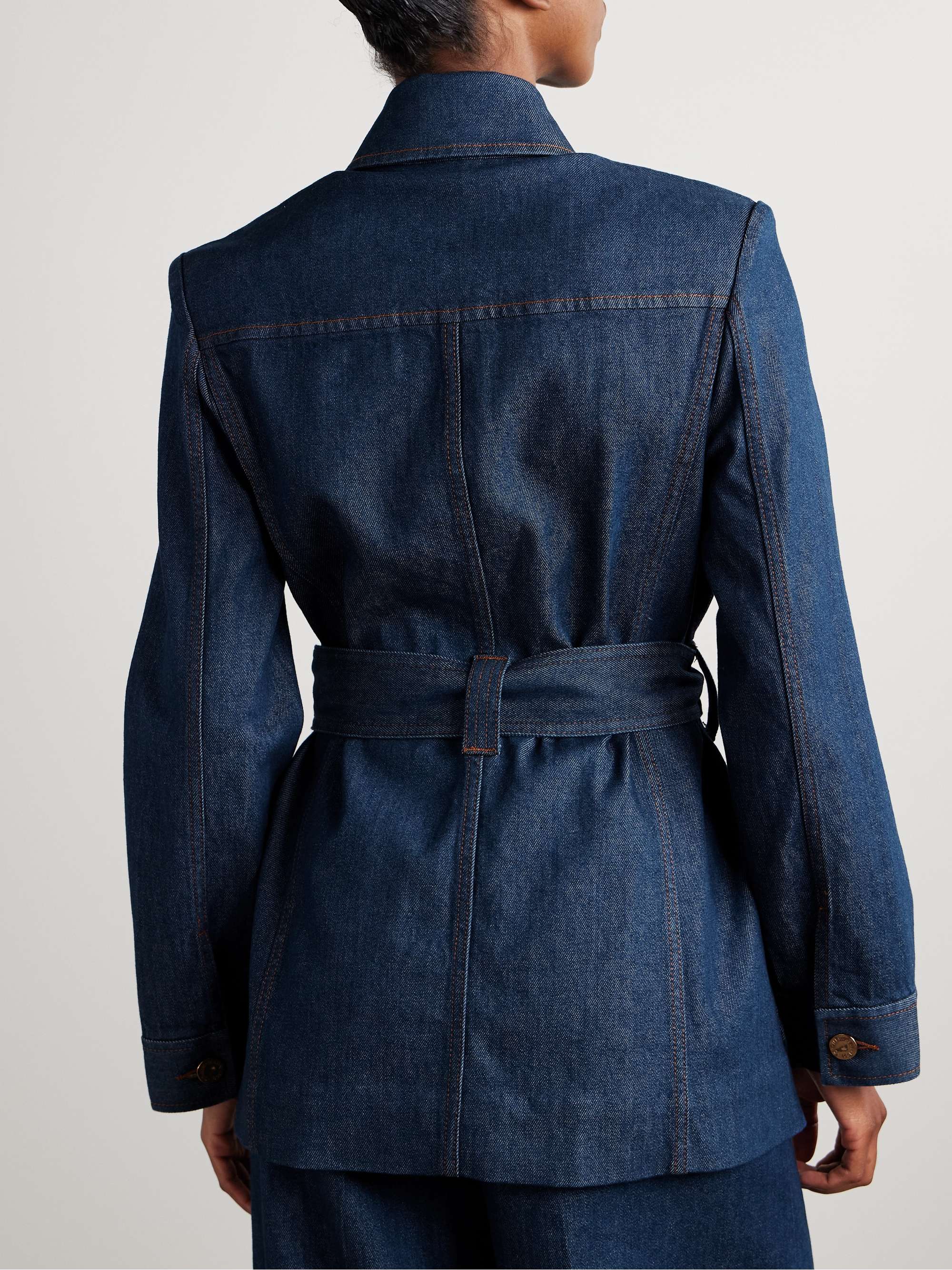 Illuminate belted denim jacket view