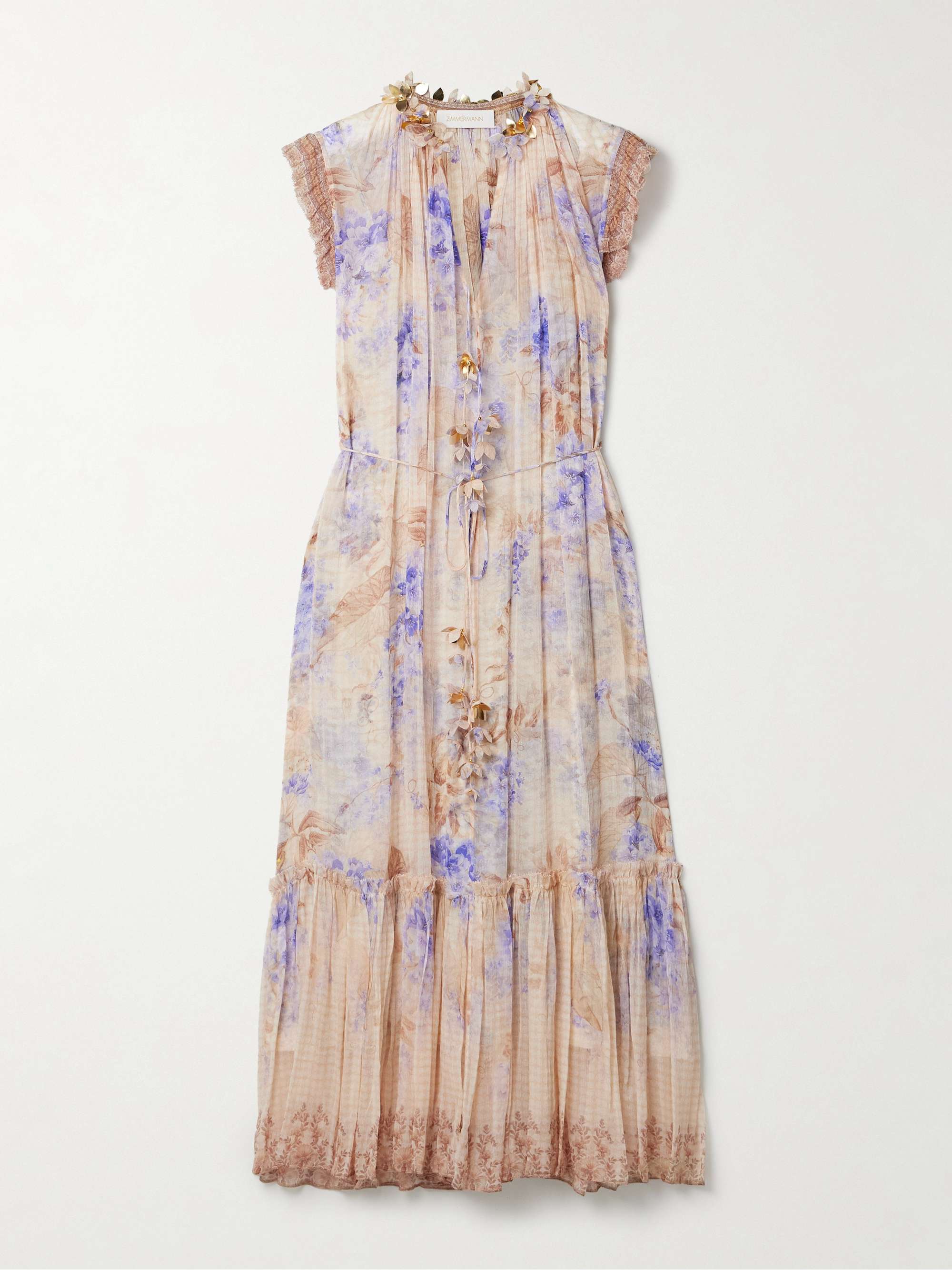 Dawning appliquéd floral-print crepon midi dress view