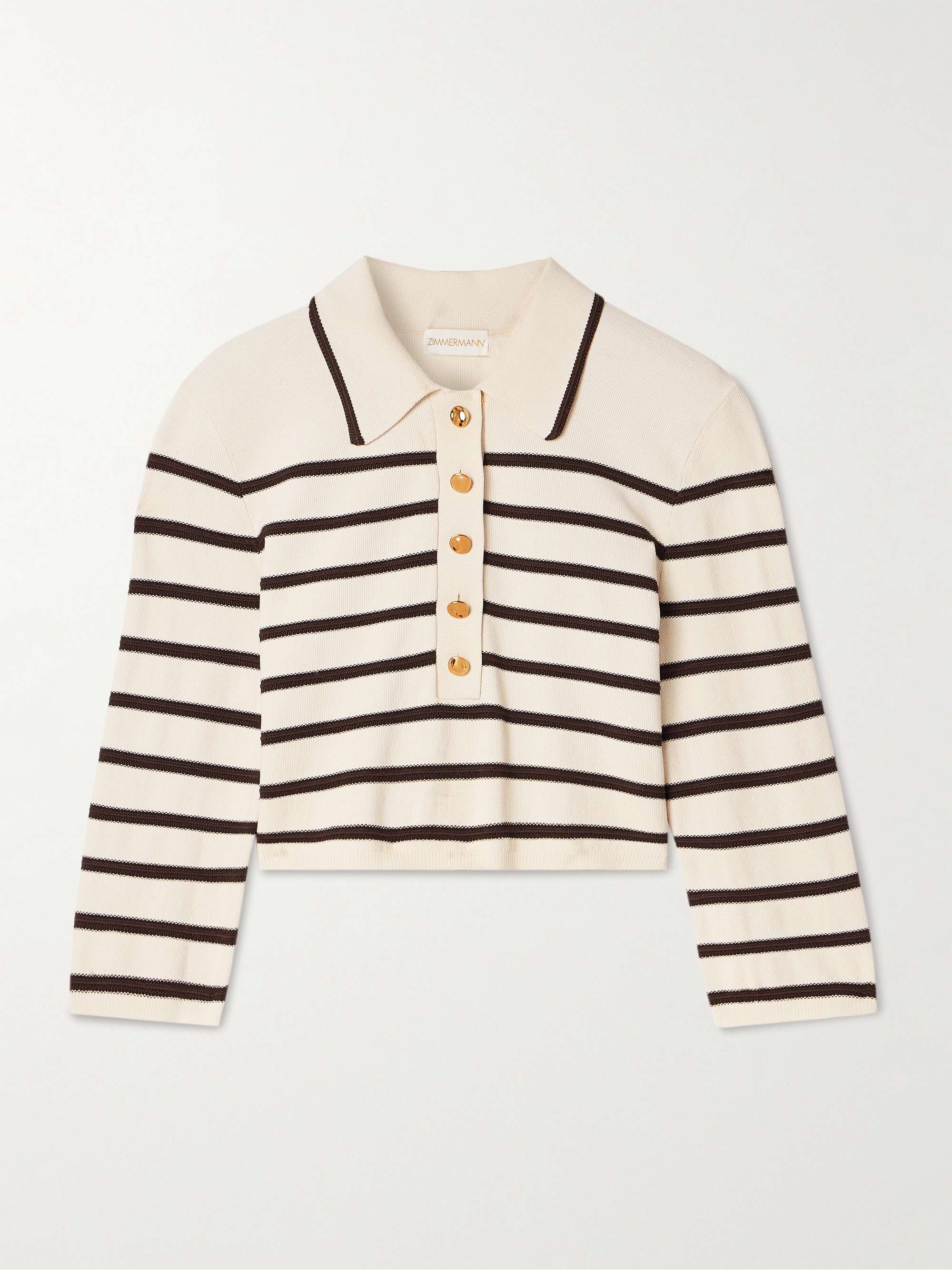 Illuminate cropped striped knitted sweater view