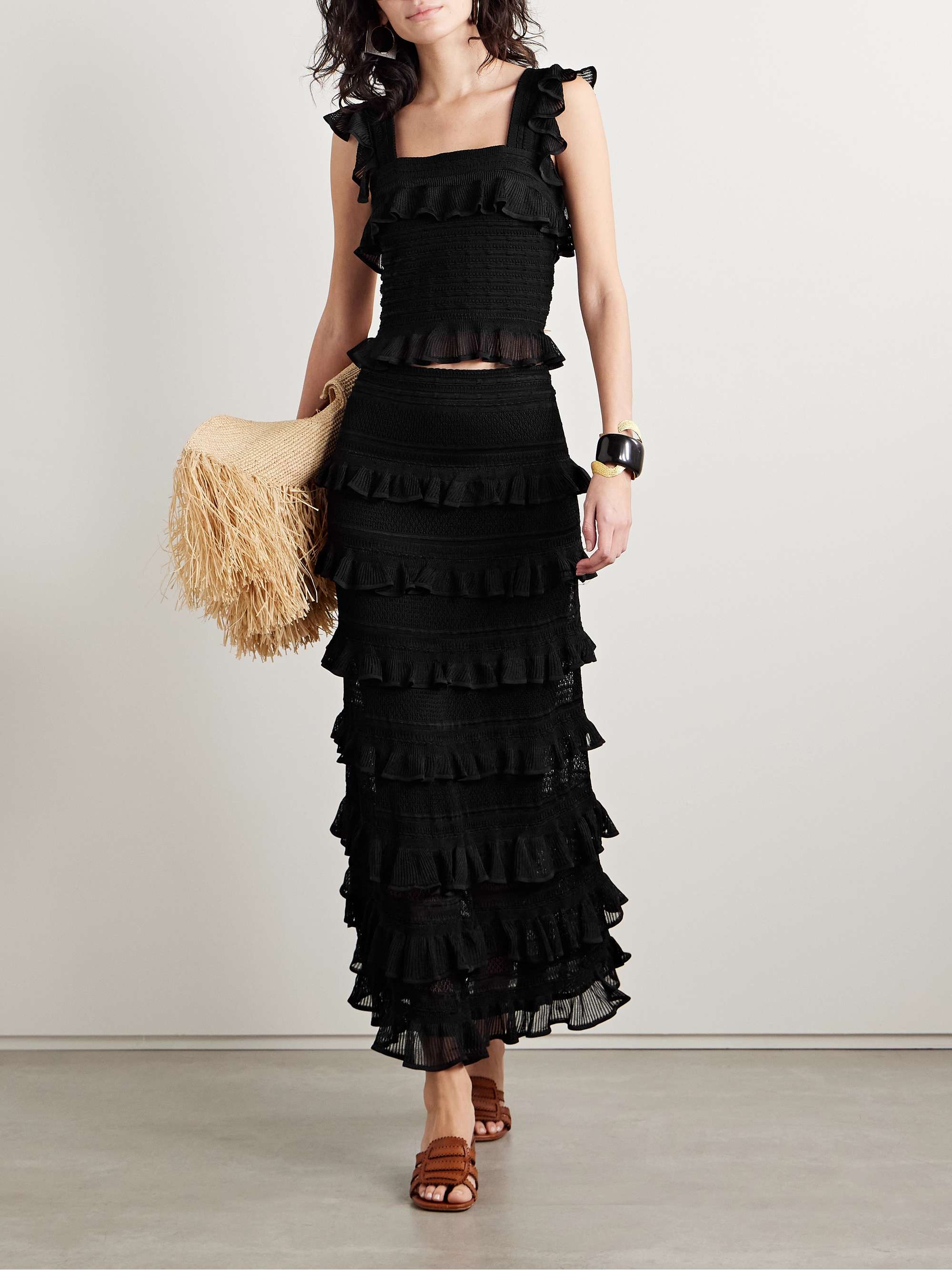 Illuminate ruffled knitted maxi skirt view