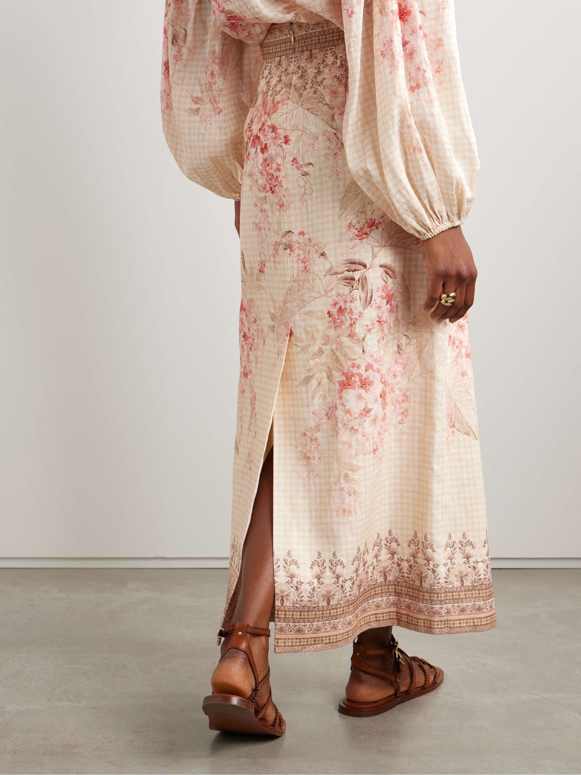 Illuminate printed linen maxi skirt view