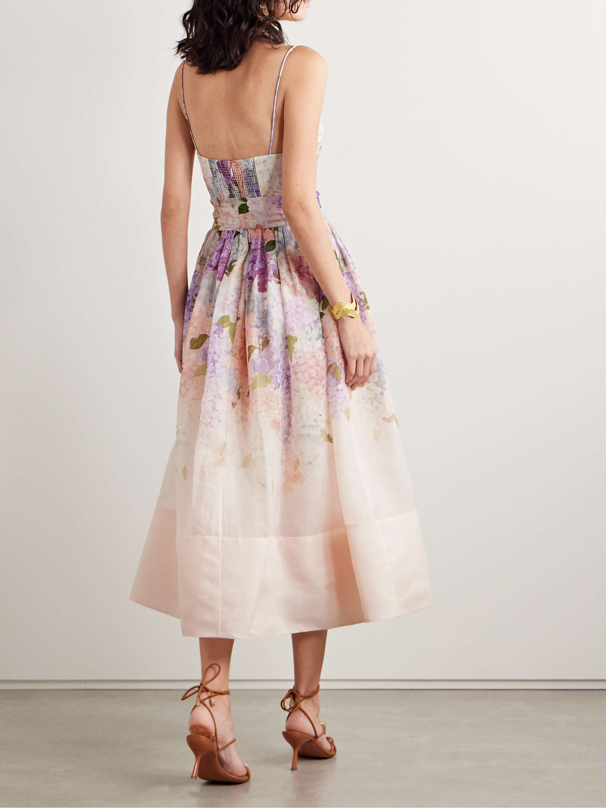 Dawning belted floral-print linen and silk-blend midi dress view