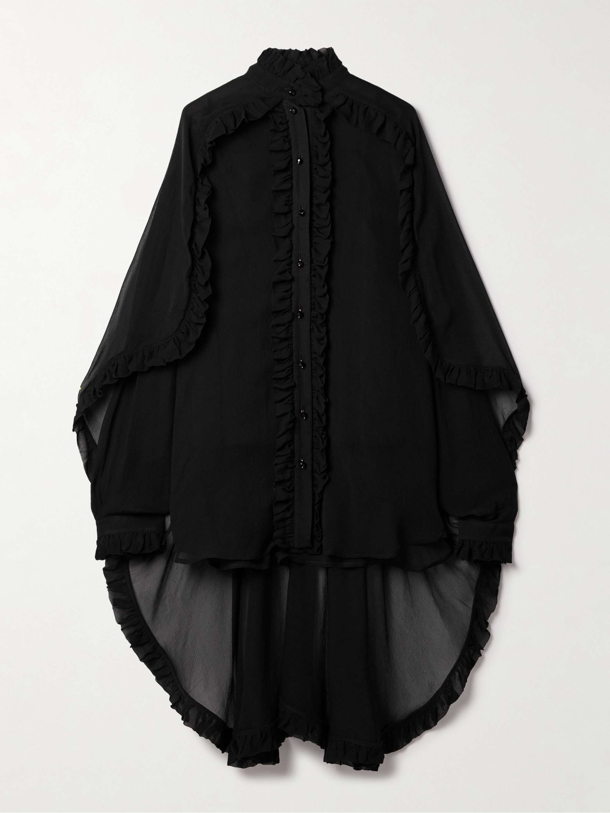 Illuminate cape-effect ruffled crepon shirt view