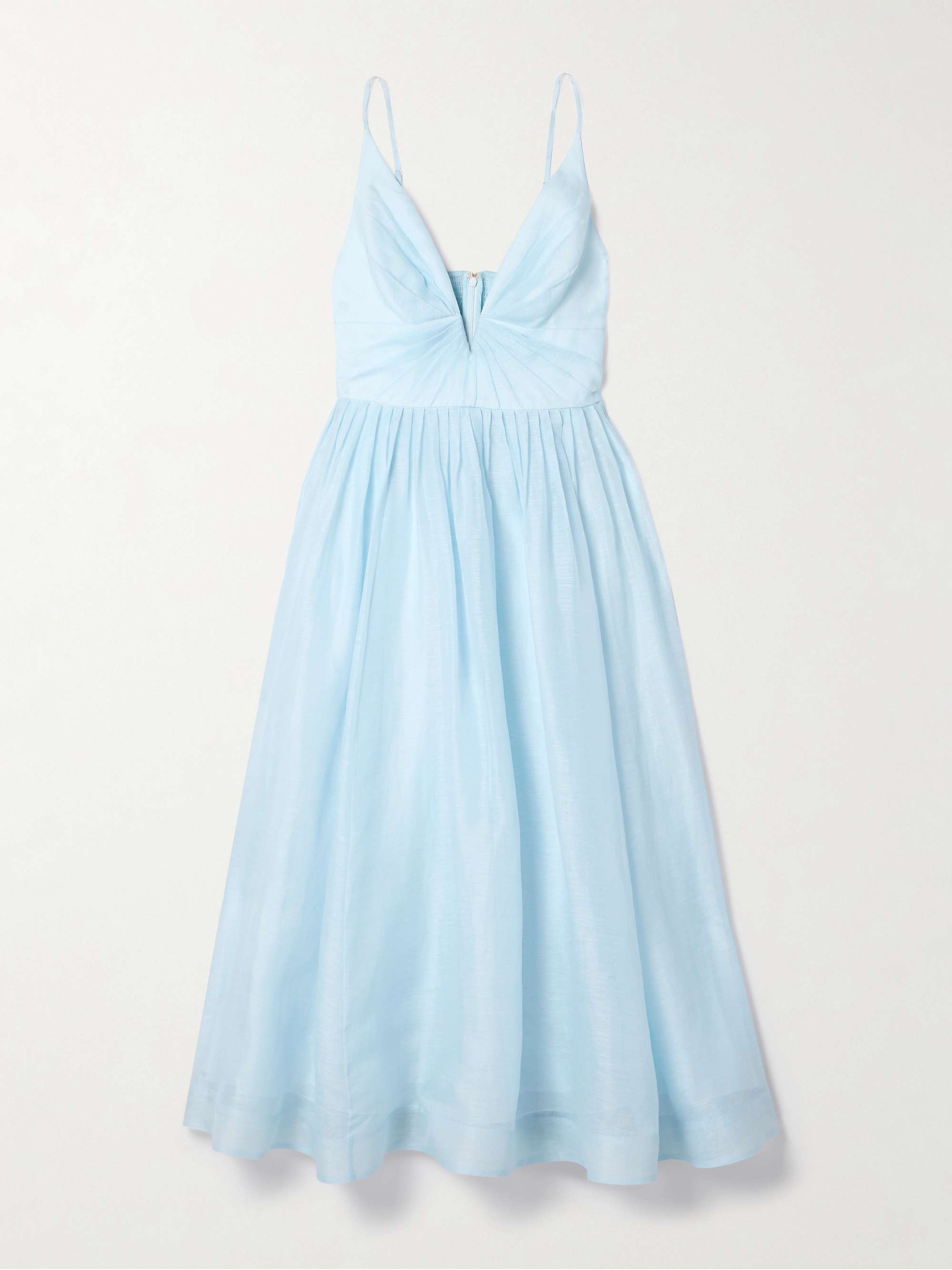 Illuminate pleated linen and silk-blend midi dress view