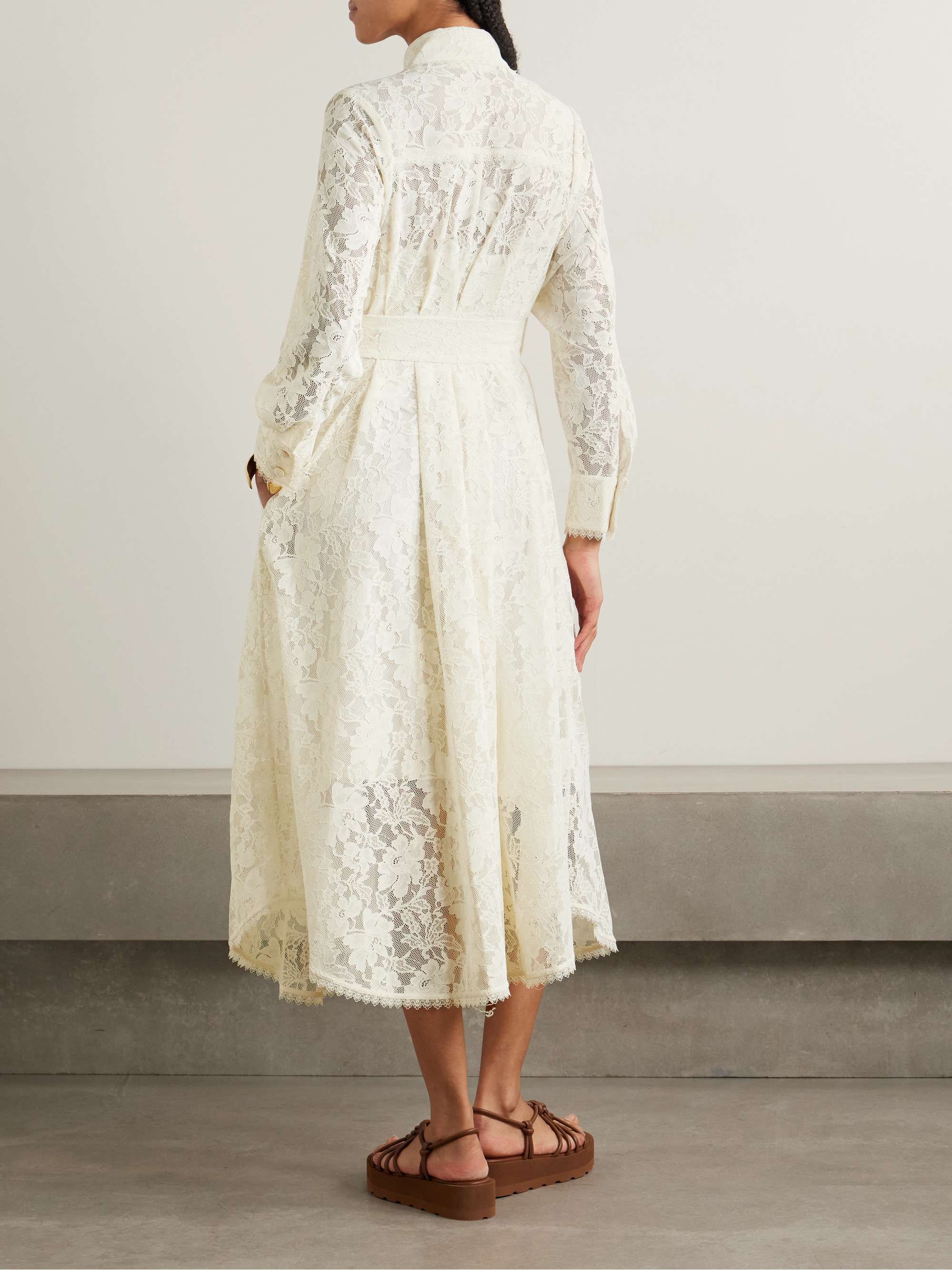 Dawning pleated corded lace midi dress view