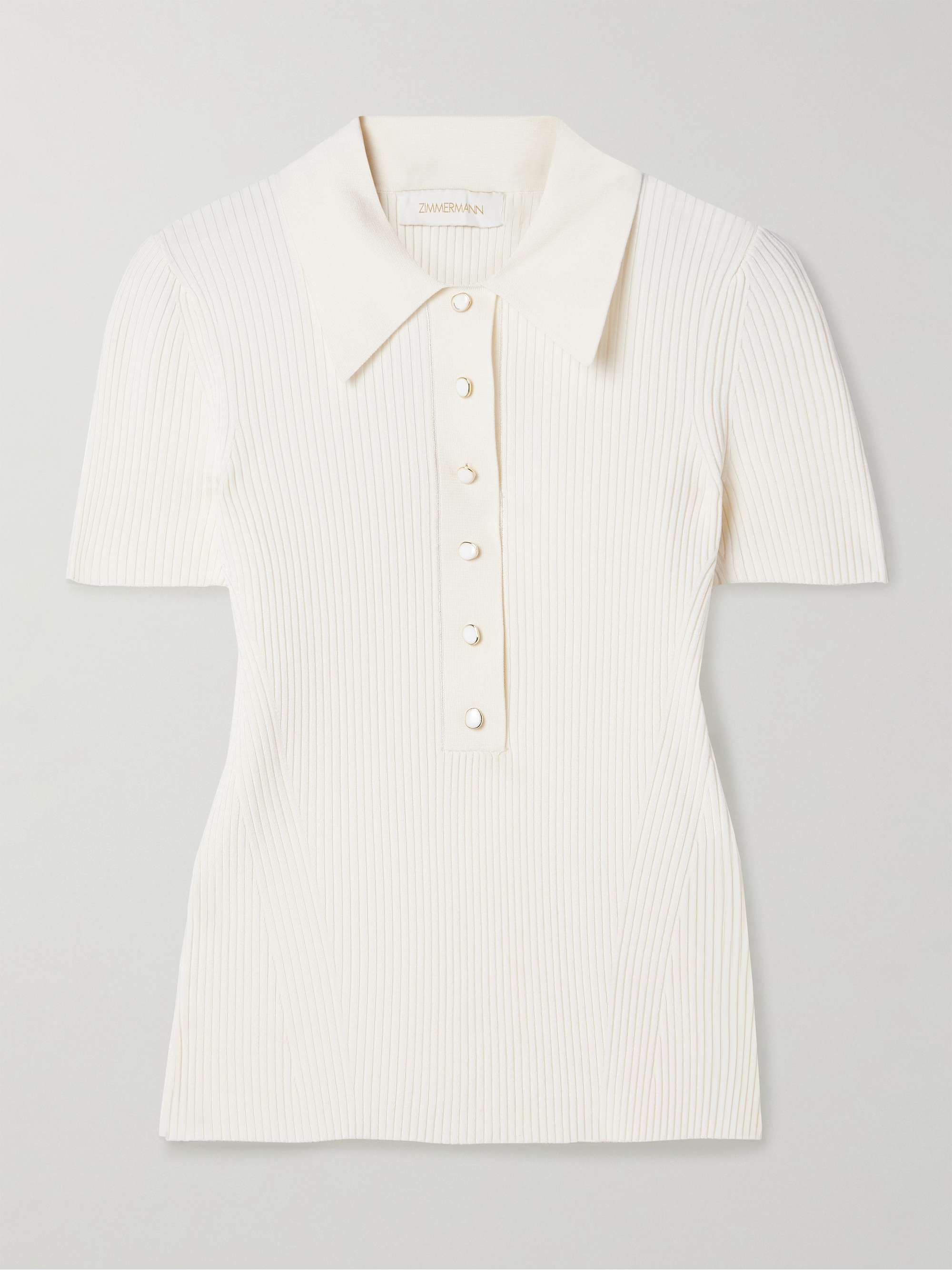 Ribbed-knit polo shirt view