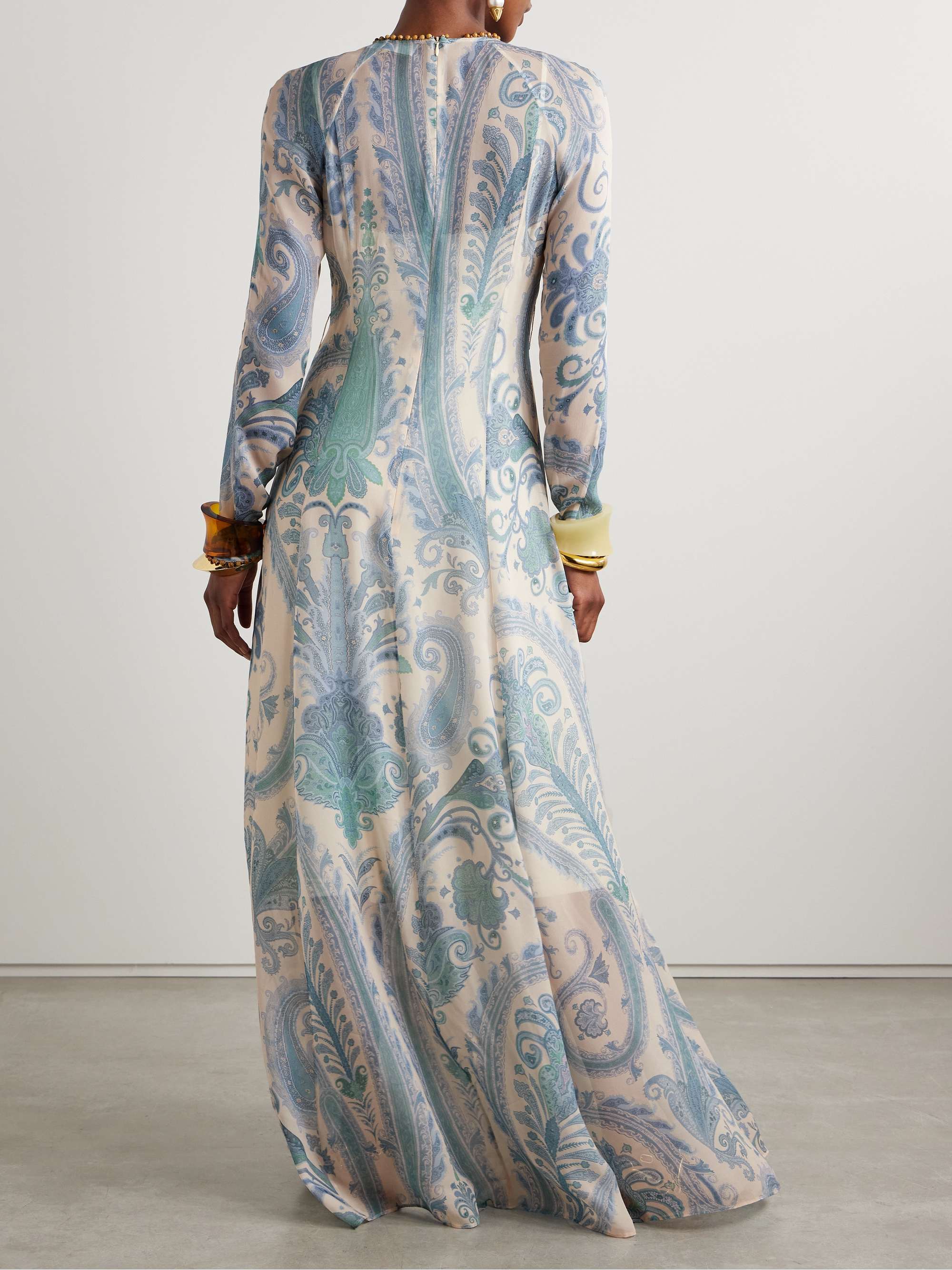 Illuminate bead-embellished paisley-print crepe de chine maxi dress view