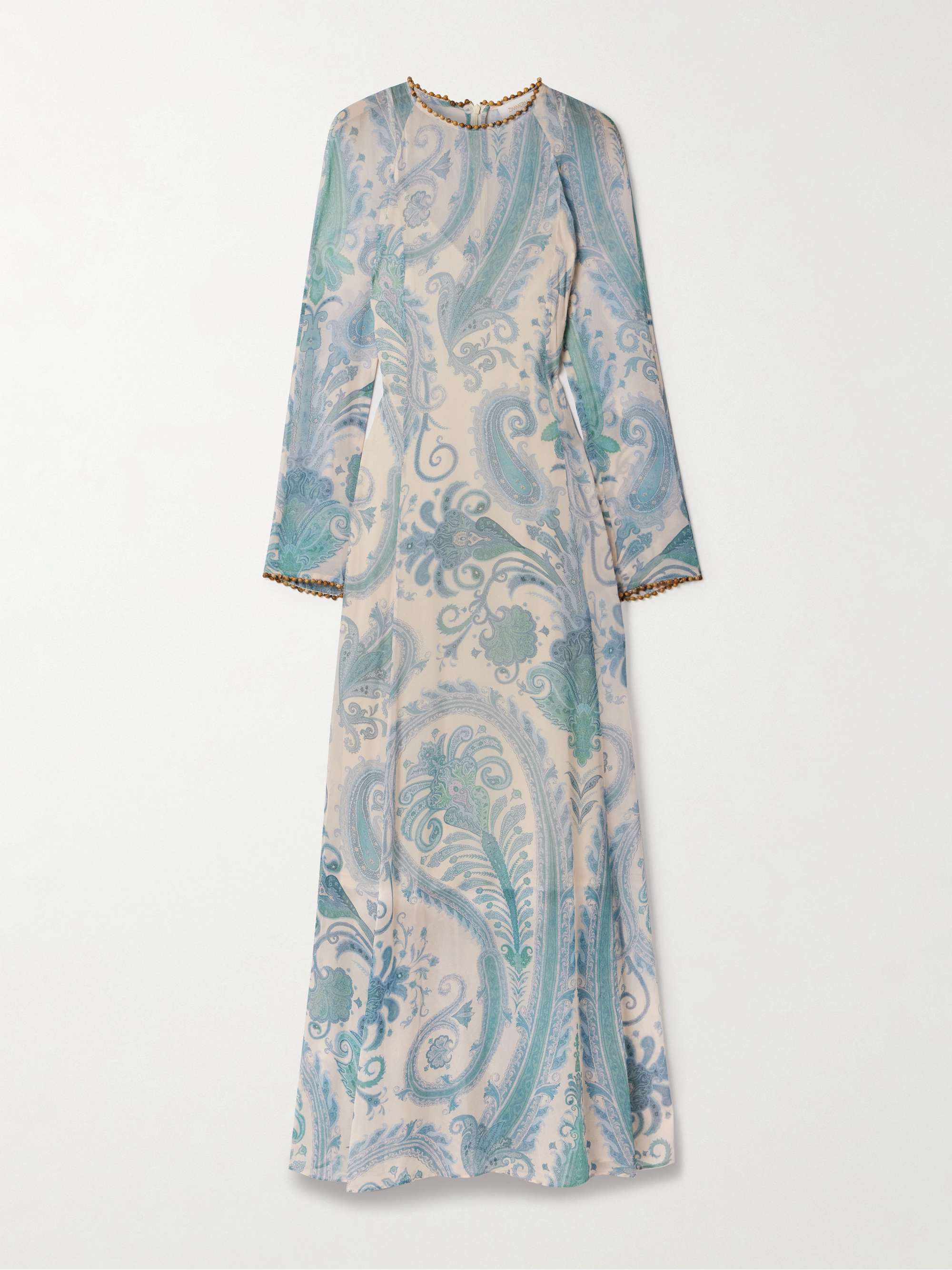 Illuminate bead-embellished paisley-print crepe de chine maxi dress view