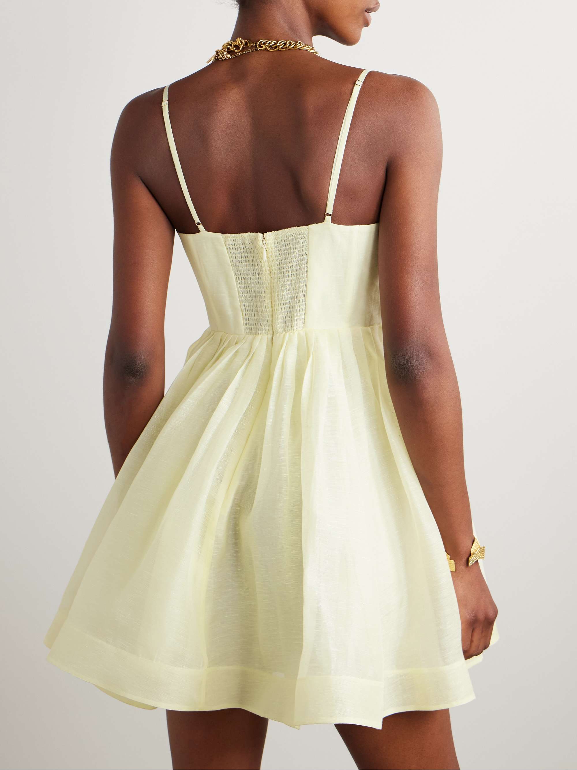 Illuminate pleated linen and silk-blend mini dress view