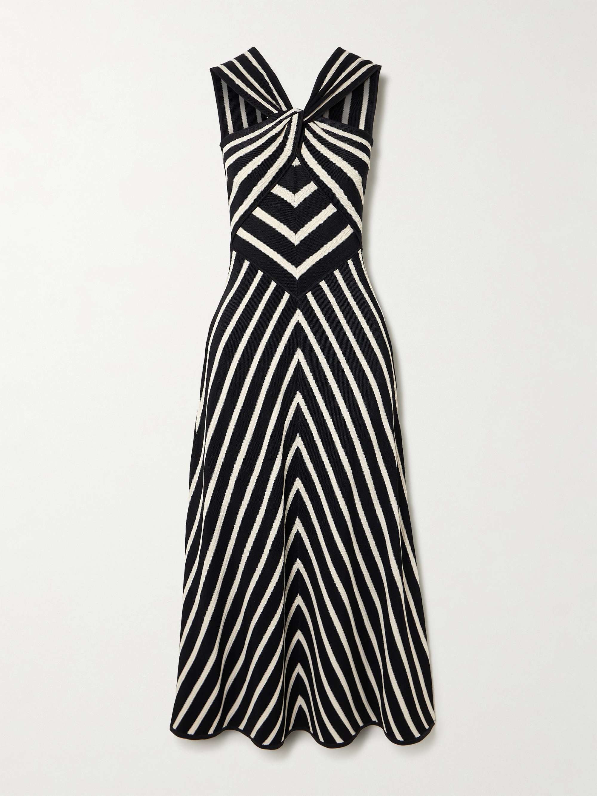Illuminate striped knitted midi dress view