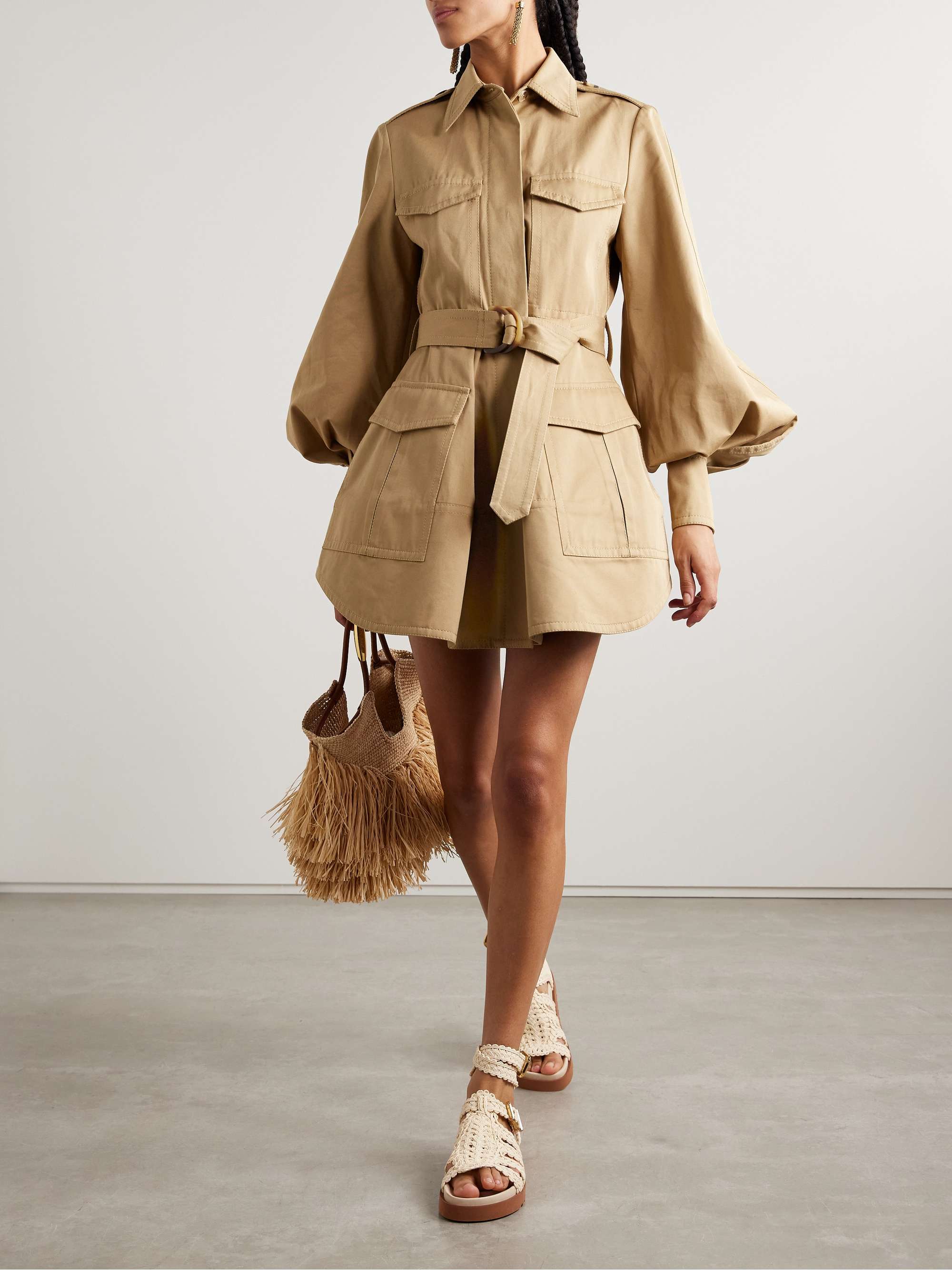 Illuminate belted cotton-twill mini dress view